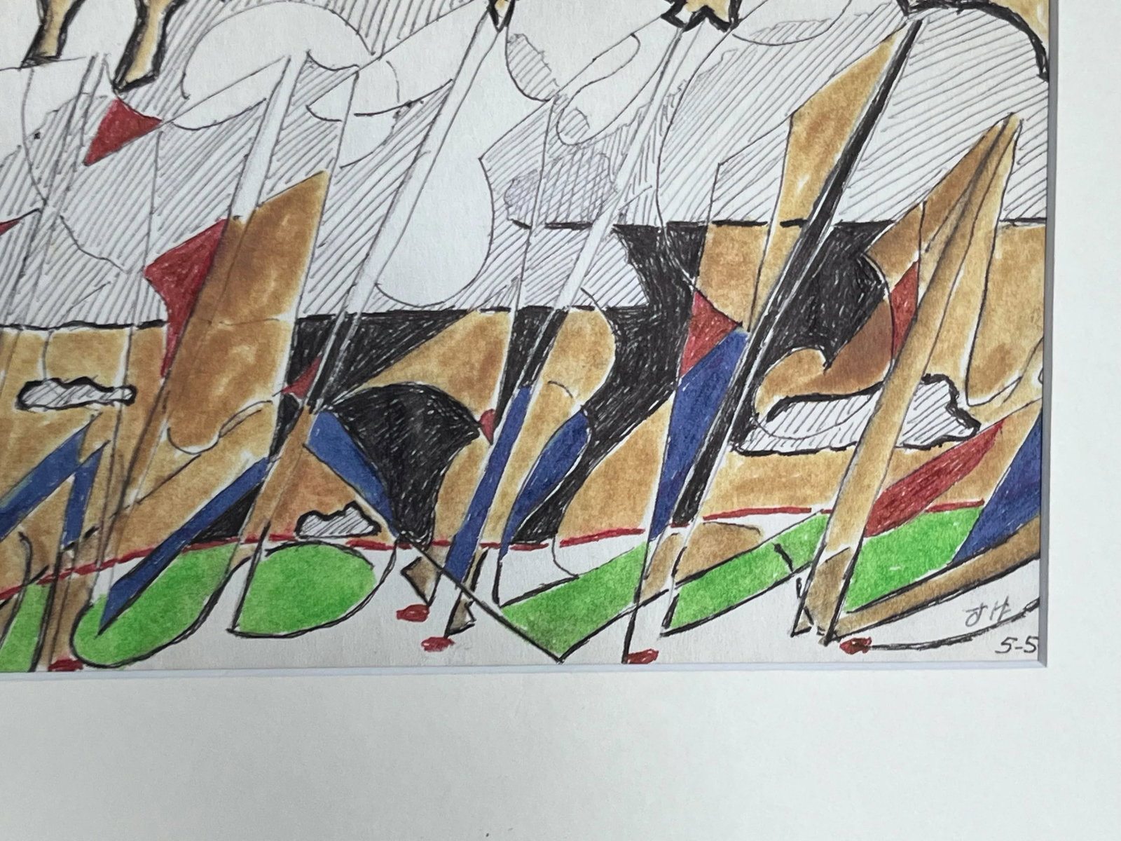 Vintage Modernist Abstract Landscape Drawing by Jewel Vintage Modernist Abstract Drawing by Jewel Ha - 4