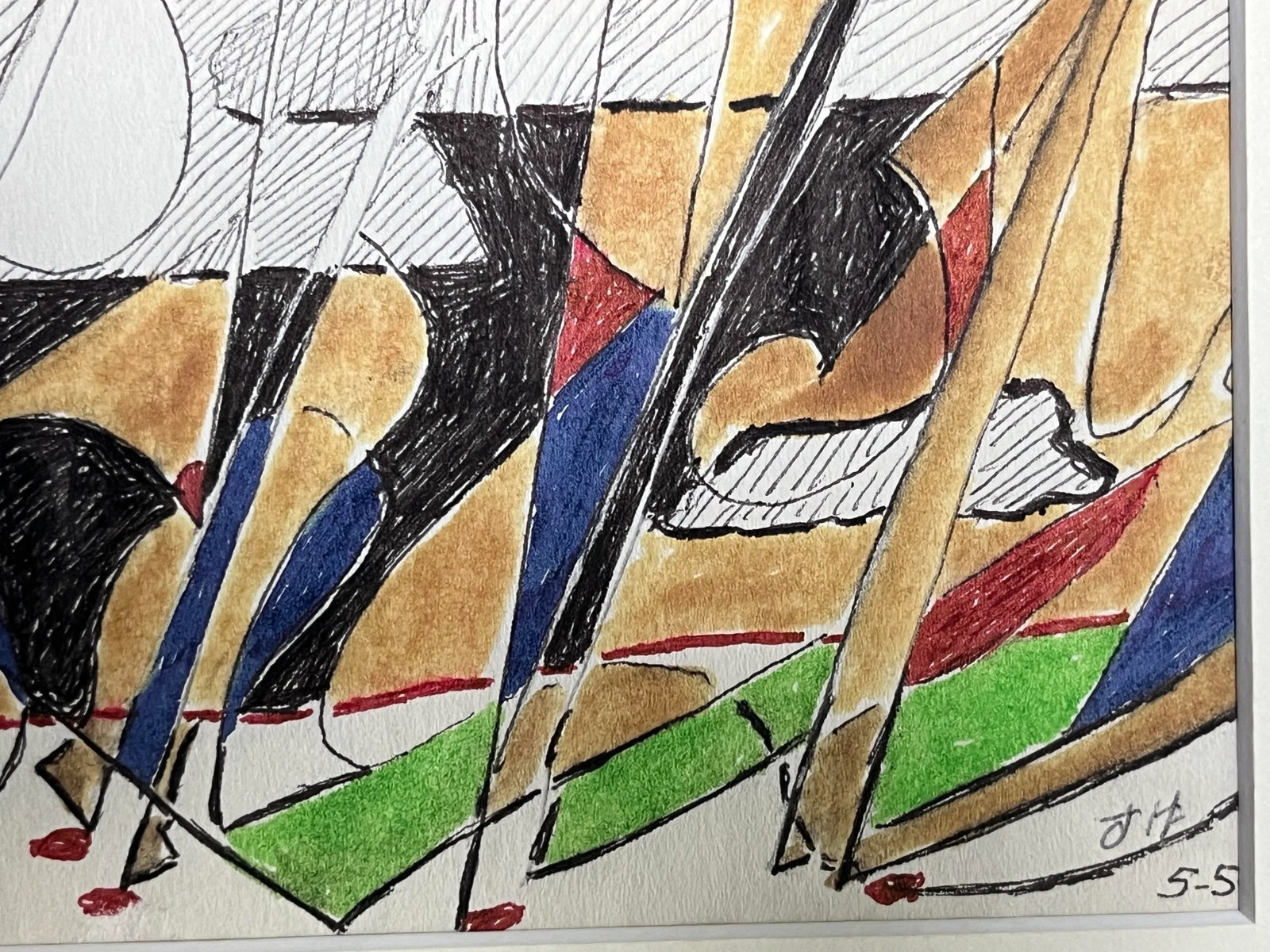 Vintage Modernist Abstract Landscape Drawing by Jewel Vintage Modernist Abstract Drawing by Jewel Ha - 5