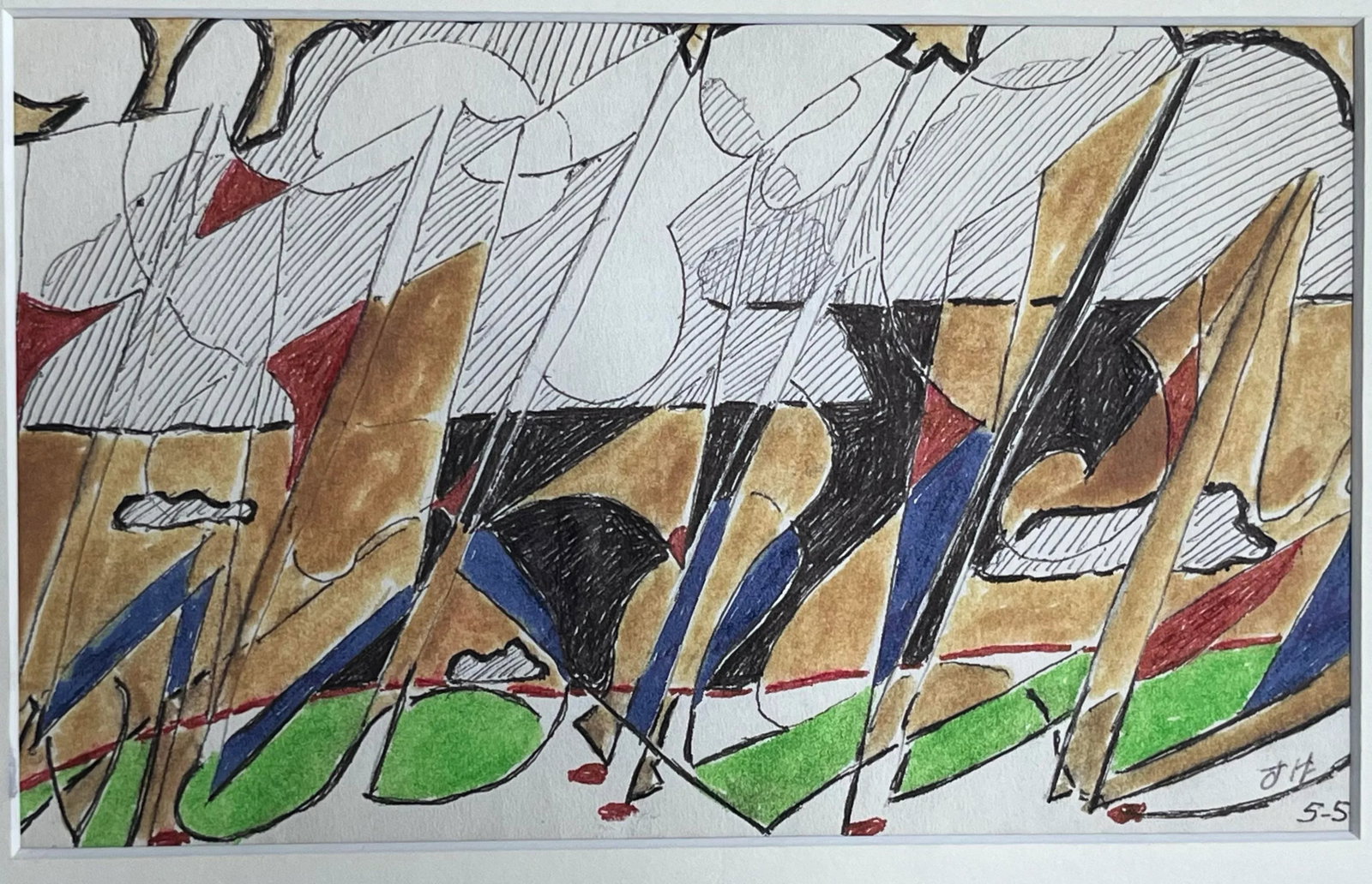 Vintage Modernist Abstract Landscape Drawing by Jewel Vintage Modernist Abstract Drawing by Jewel Ha - 6