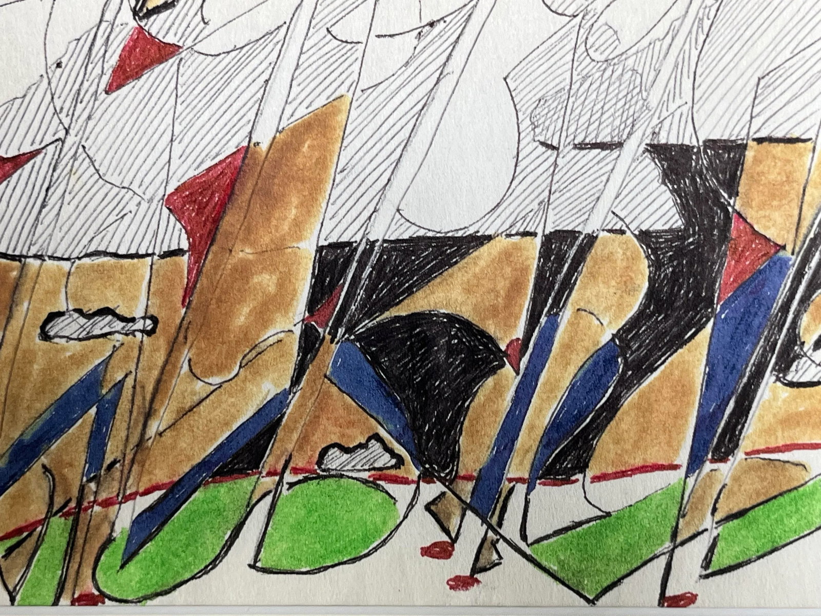 Vintage Modernist Abstract Landscape Drawing by Jewel Vintage Modernist Abstract Drawing by Jewel Ha - 7