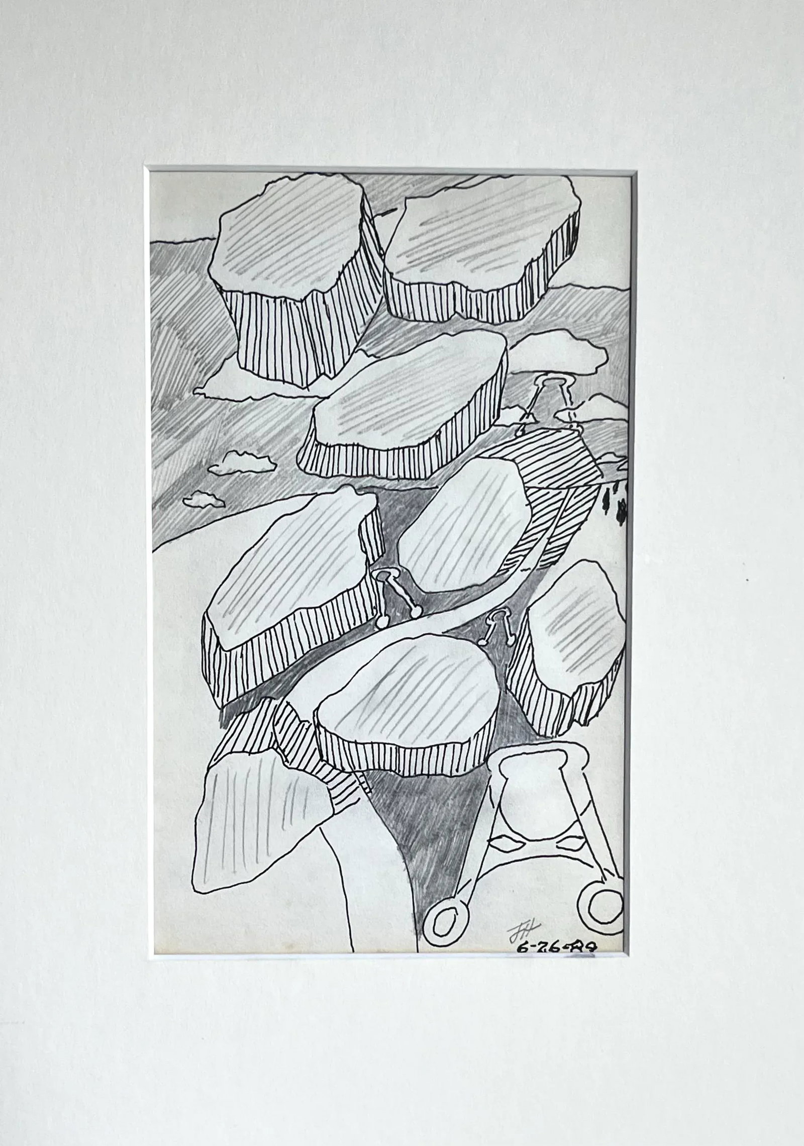 Vintage Modernist Abstract Landscape Drawing by Jewel Vintage Modernist Abstract Drawing by Jewel Ha - 2