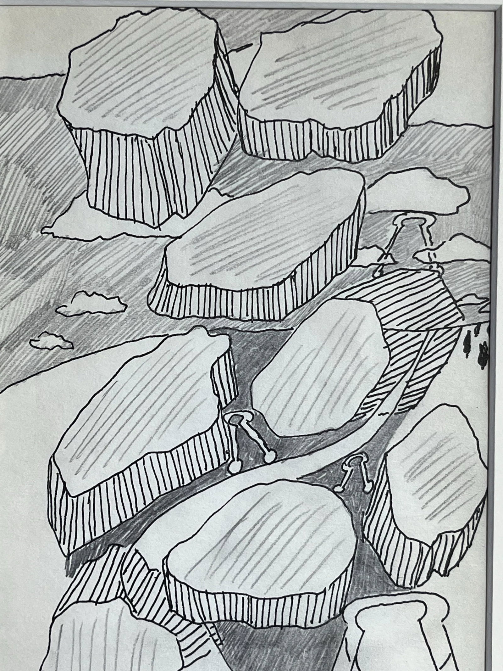 Vintage Modernist Abstract Landscape Drawing by Jewel Vintage Modernist Abstract Drawing by Jewel Ha - 4