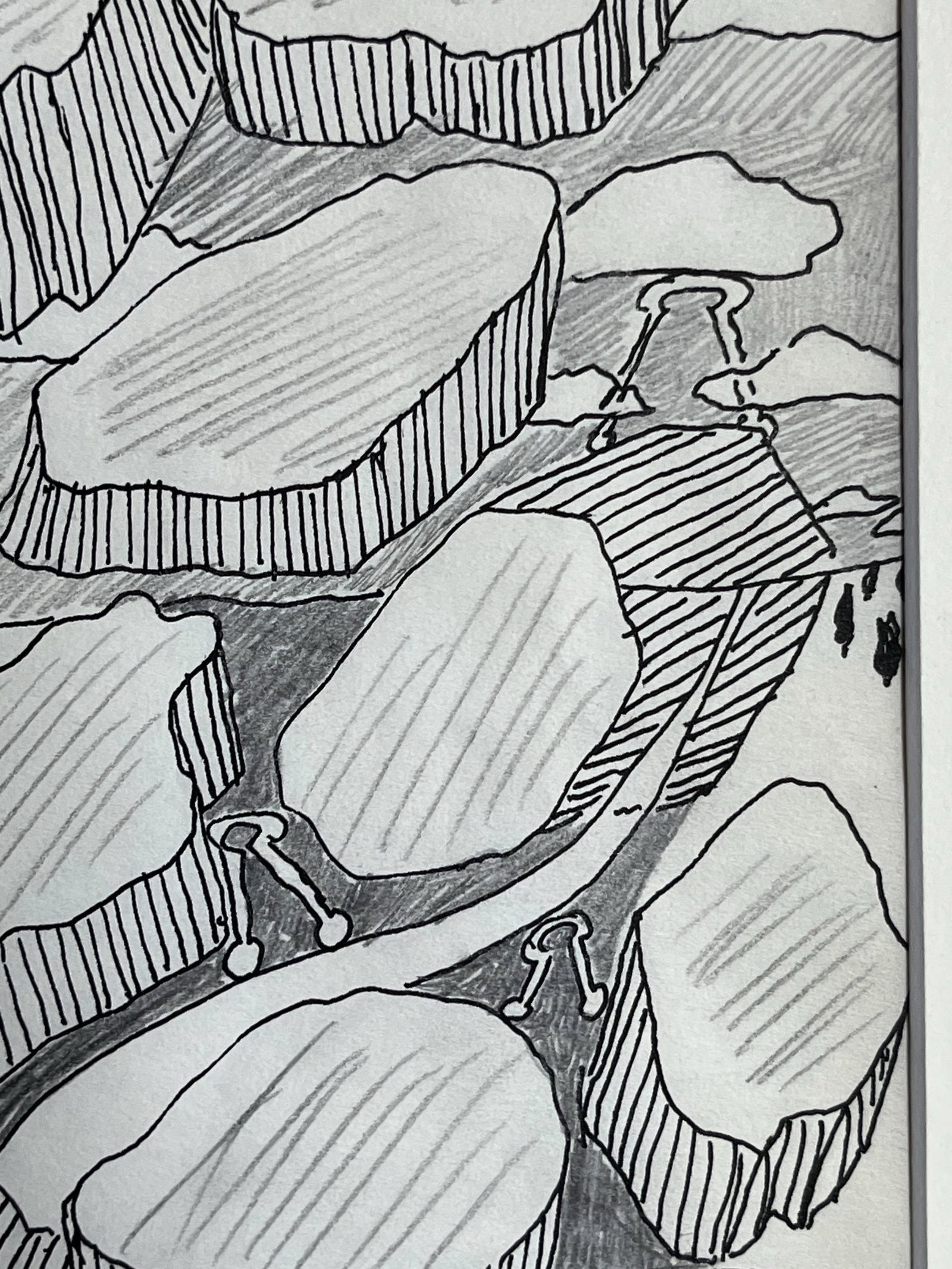 Vintage Modernist Abstract Landscape Drawing by Jewel Vintage Modernist Abstract Drawing by Jewel Ha - 5