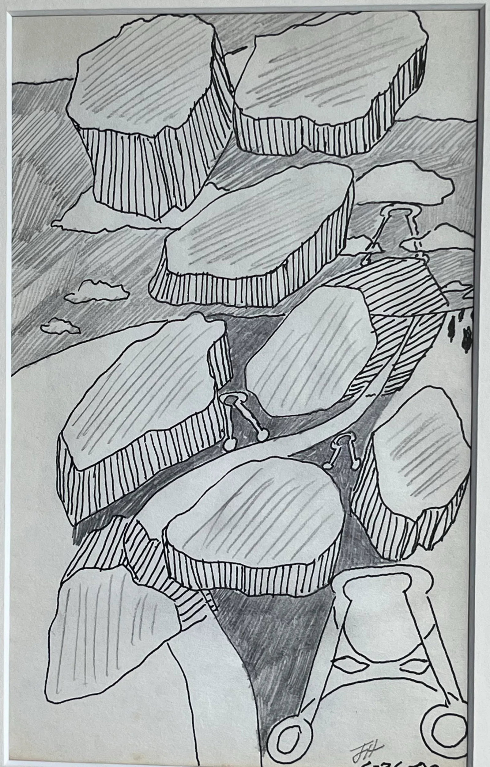 Vintage Modernist Abstract Landscape Drawing by Jewel Vintage Modernist Abstract Drawing by Jewel Ha - 6