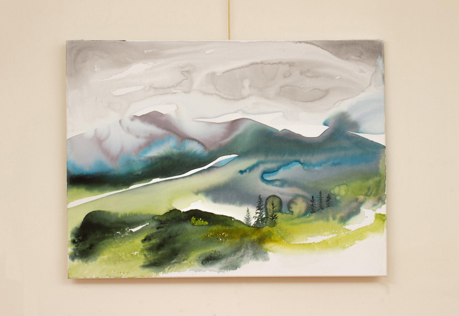 "Mountainscape No. 5" Contemporary Original Abstract Mountain Landscape Watercolor Painting on Canva - 2