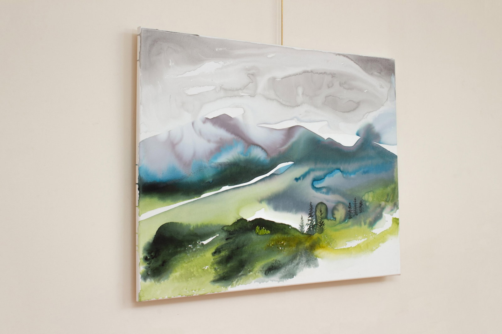 "Mountainscape No. 5" Contemporary Original Abstract Mountain Landscape Watercolor Painting on Canva - 3