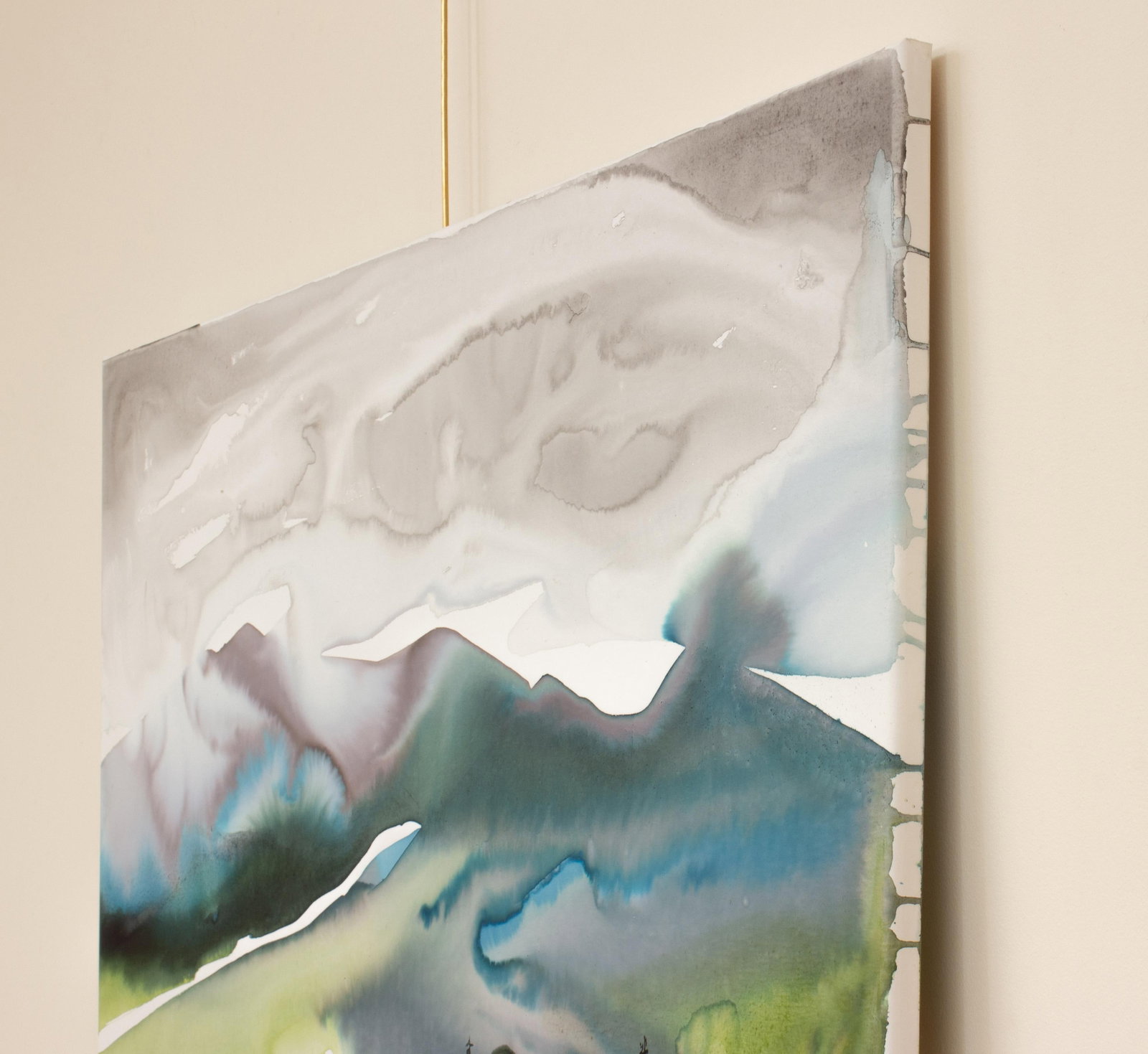 "Mountainscape No. 5" Contemporary Original Abstract Mountain Landscape Watercolor Painting on Canva - 4