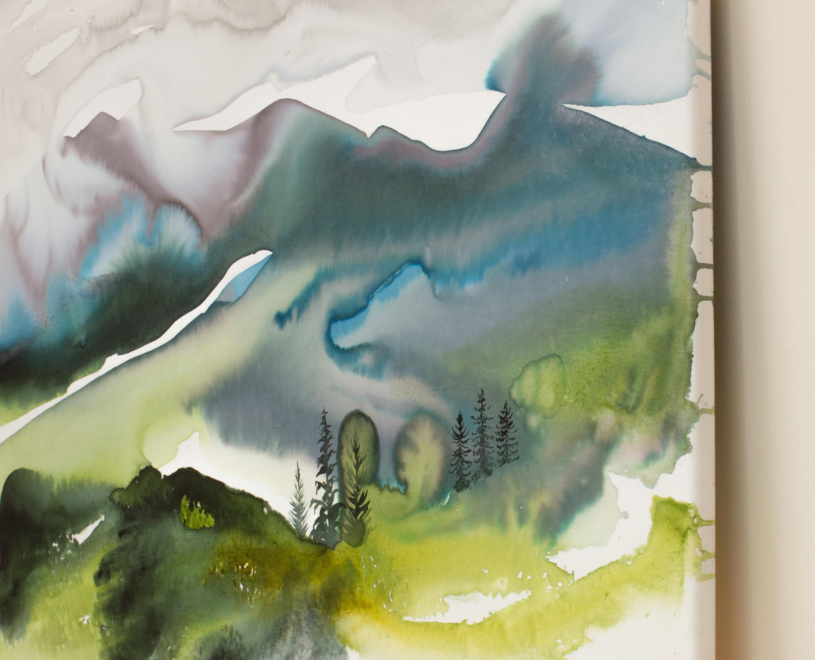 "Mountainscape No. 5" Contemporary Original Abstract Mountain Landscape Watercolor Painting on Canva - 5
