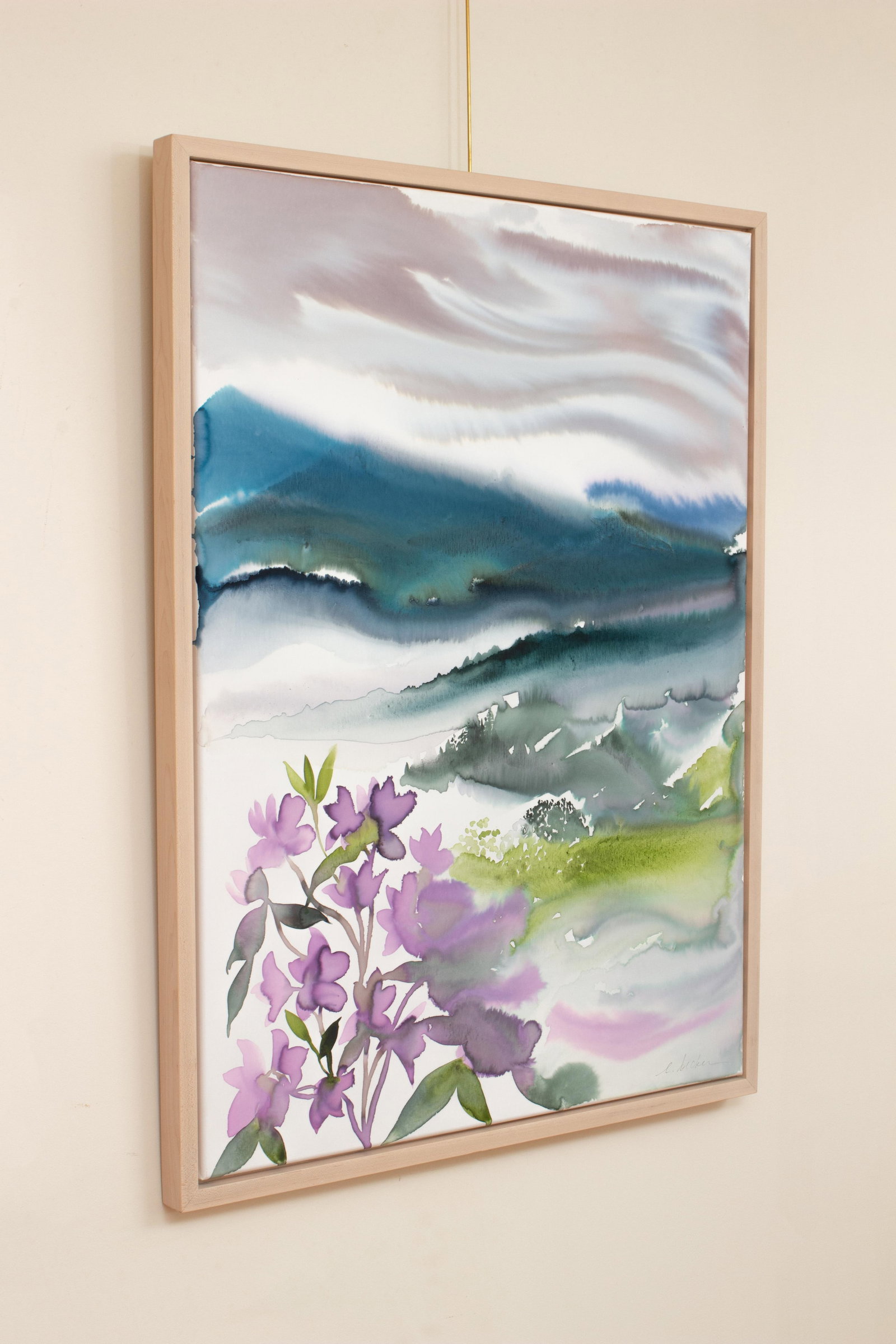 "Mountainscape No. 4" Contemporary Original Abstract Mountain Landscape Watercolor Painting on Canva - 3