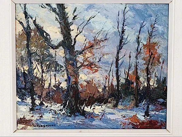 Mid 20th Century Winter Landscape Oil Paintings by W.E. Griffiths, Framed - Set of 4 - 2