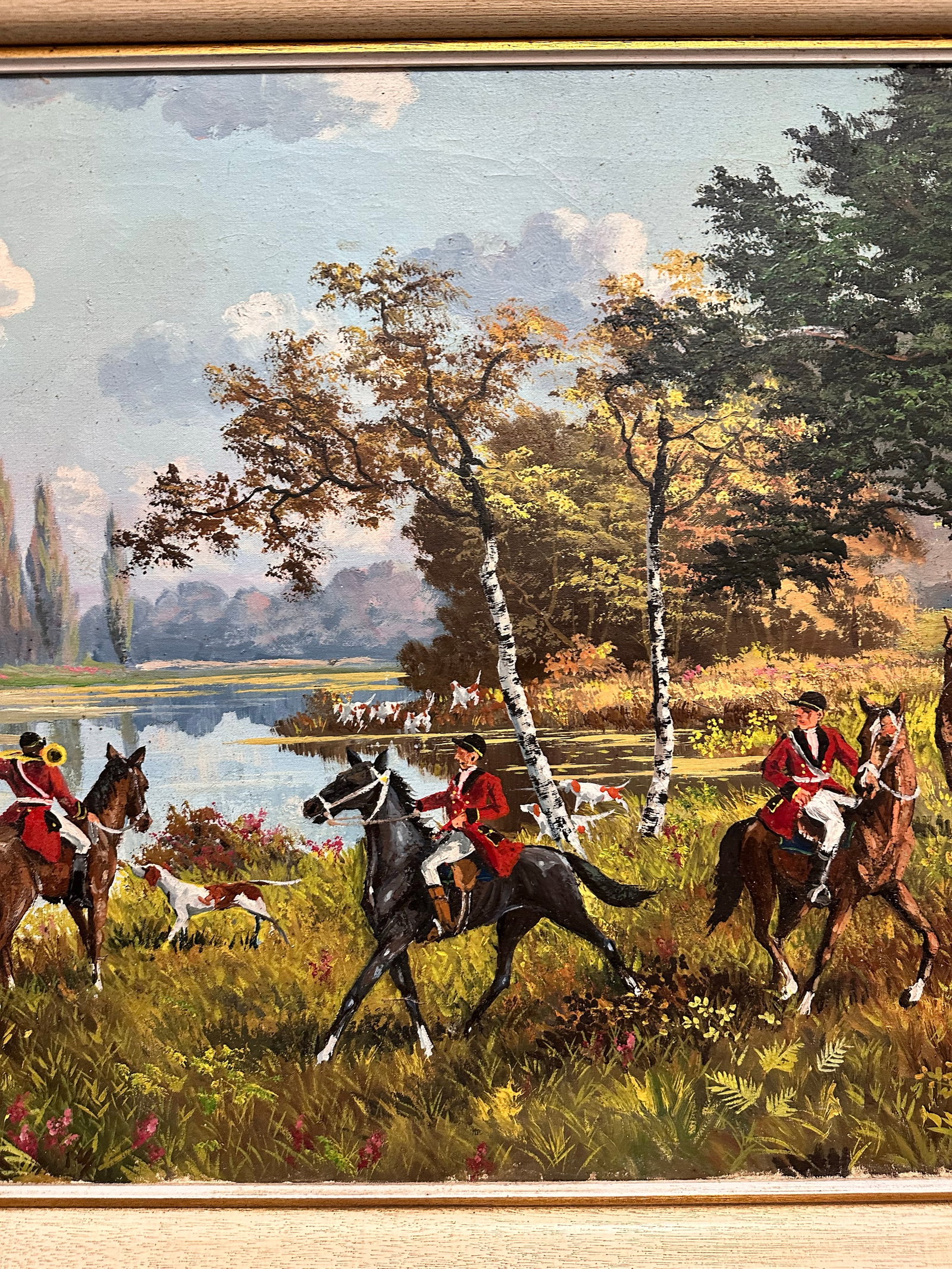 1950s Traditional French Hunting Scene Large Original Oil Painting on Board, Sporting Art by A. Laba - 5