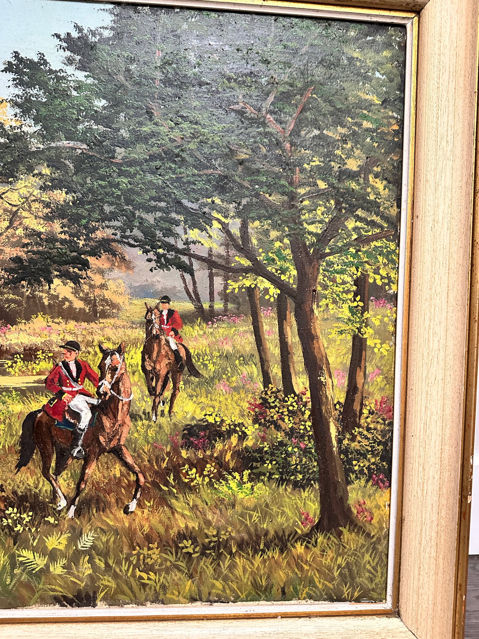 1950s Traditional French Hunting Scene Large Original Oil Painting on Board, Sporting Art by A. Laba - 6