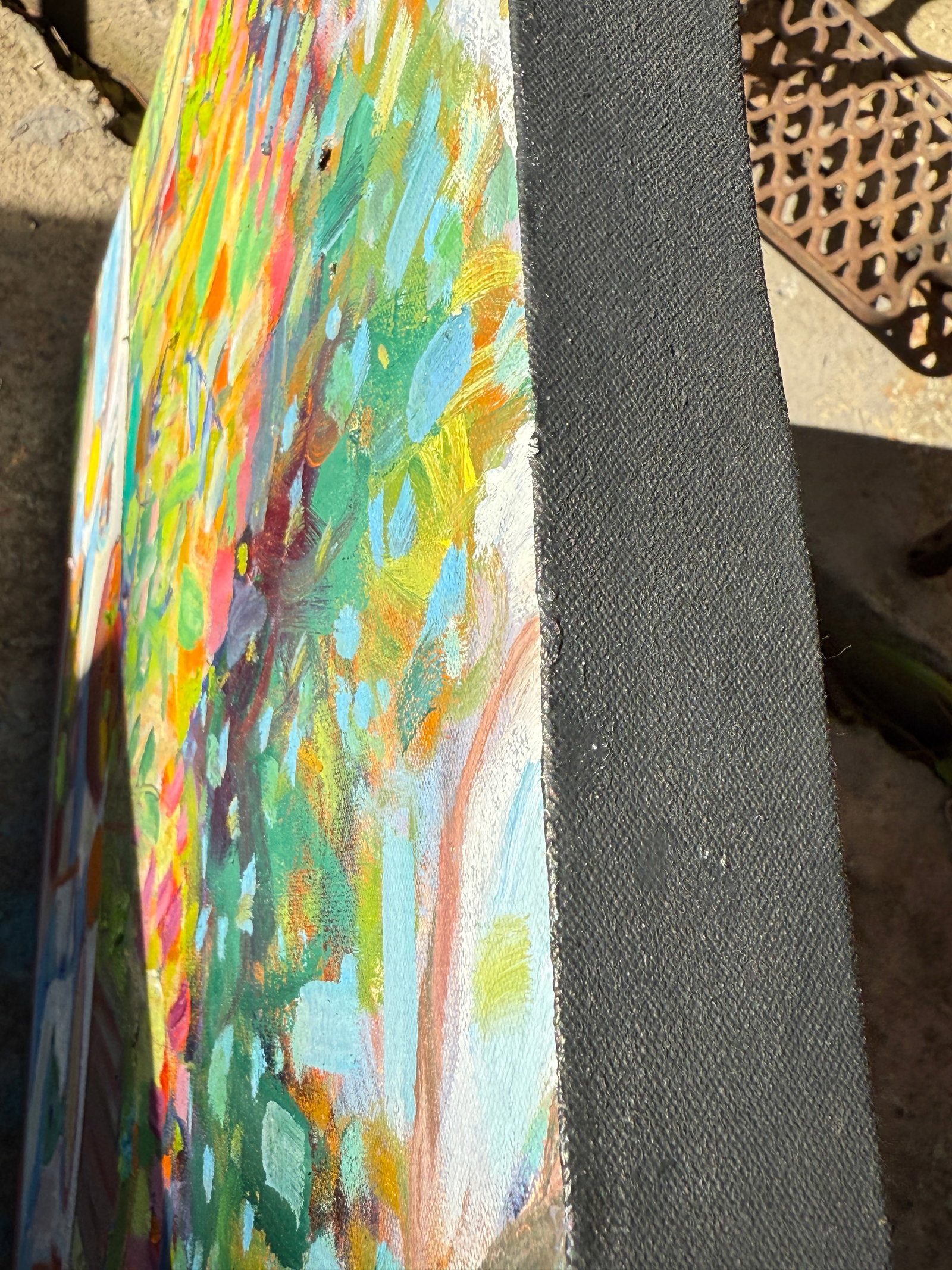 Expressionist Table in Garden Original Oil Painting Hartman - 3