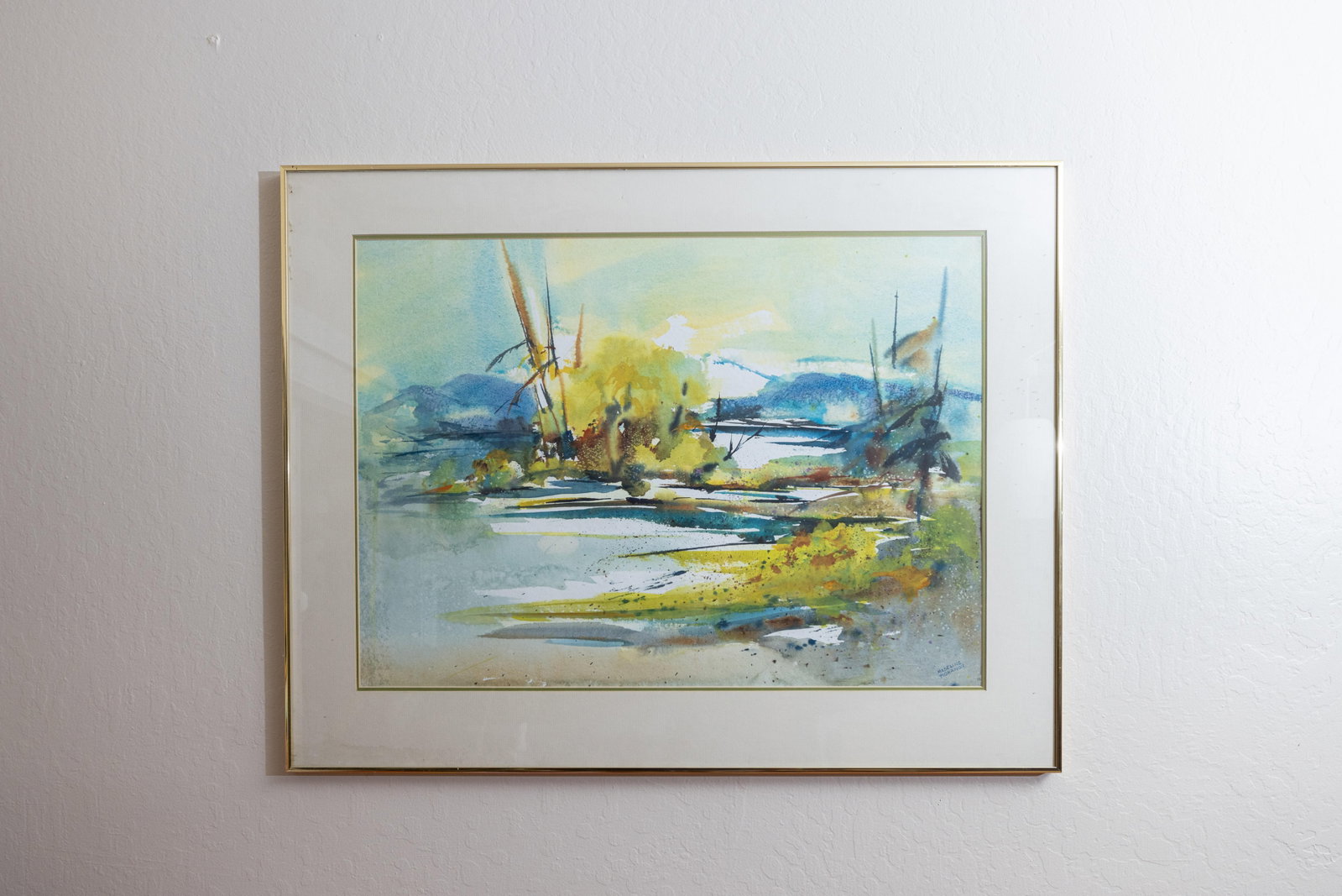 Mid-Century Abstracted Watercolor Landscape Painting by Madeline Bohanon - 2