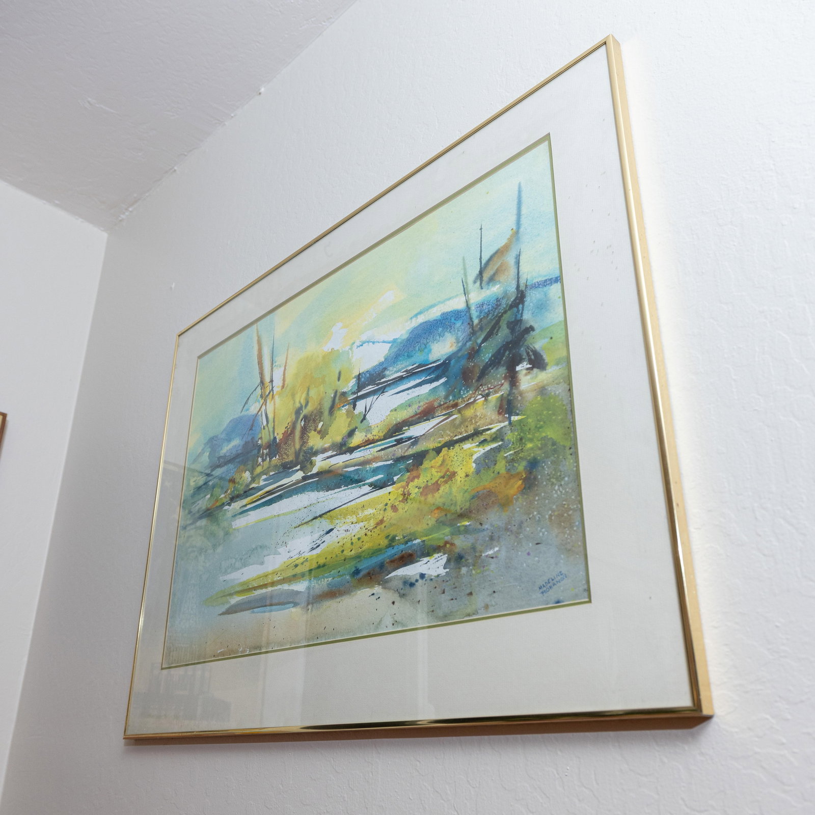 Mid-Century Abstracted Watercolor Landscape Painting by Madeline Bohanon - 4