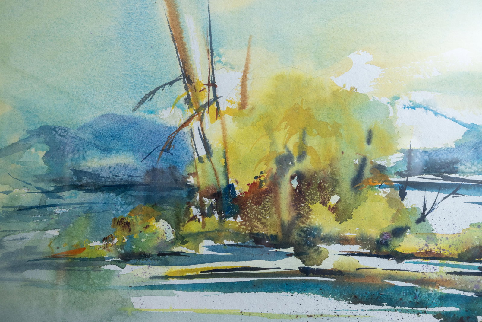 Mid-Century Abstracted Watercolor Landscape Painting by Madeline Bohanon - 6