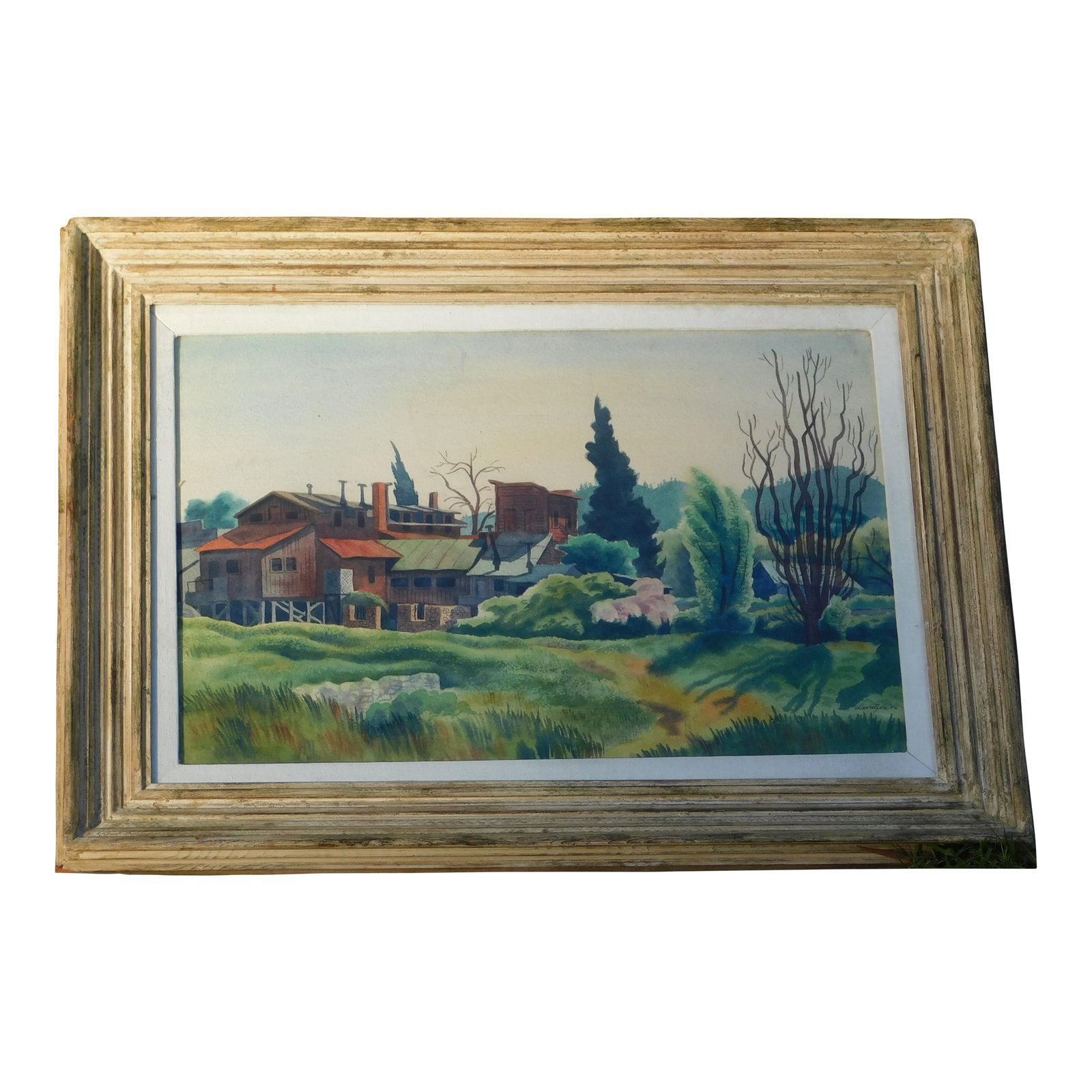 Dillon Lauritzen 1946 Calif. Regionalist Watercolor: Dillon Theodore Lauritzen (1904 - 1952) was active/lived in Illinois, California. Dillon Lauritzen is known for Watercolor Painting; Illustration. Born in Salt Lake City, UT on Jan. 14, 1904.