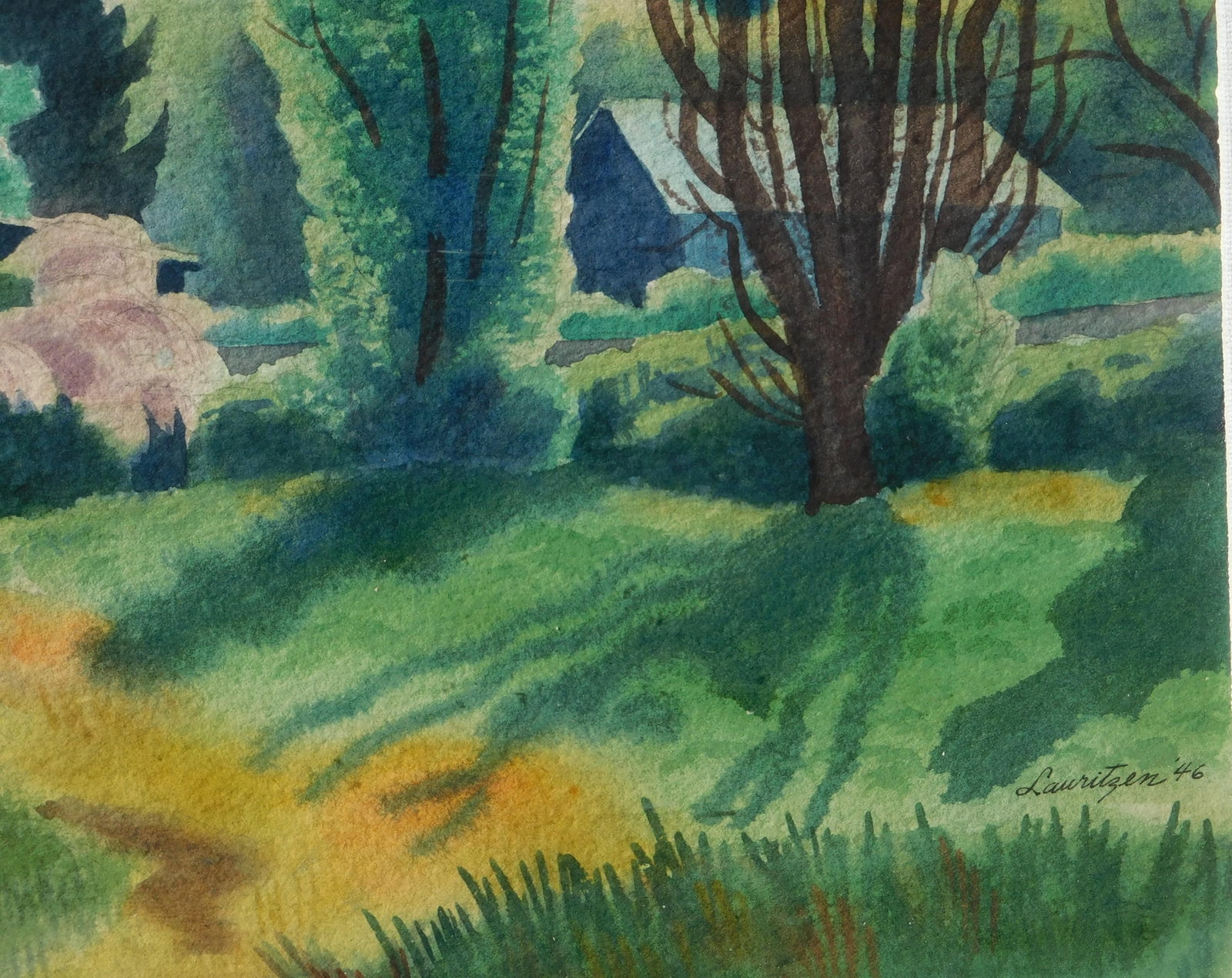 Dillon Lauritzen 1946 Calif. Regionalist Watercolor - 3