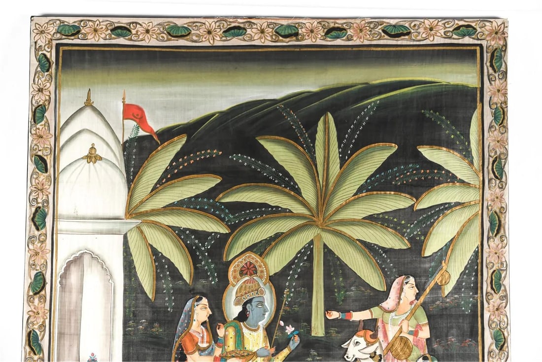 Mid-20th Century Indian Hand-Painted Silk Tapestry - 5