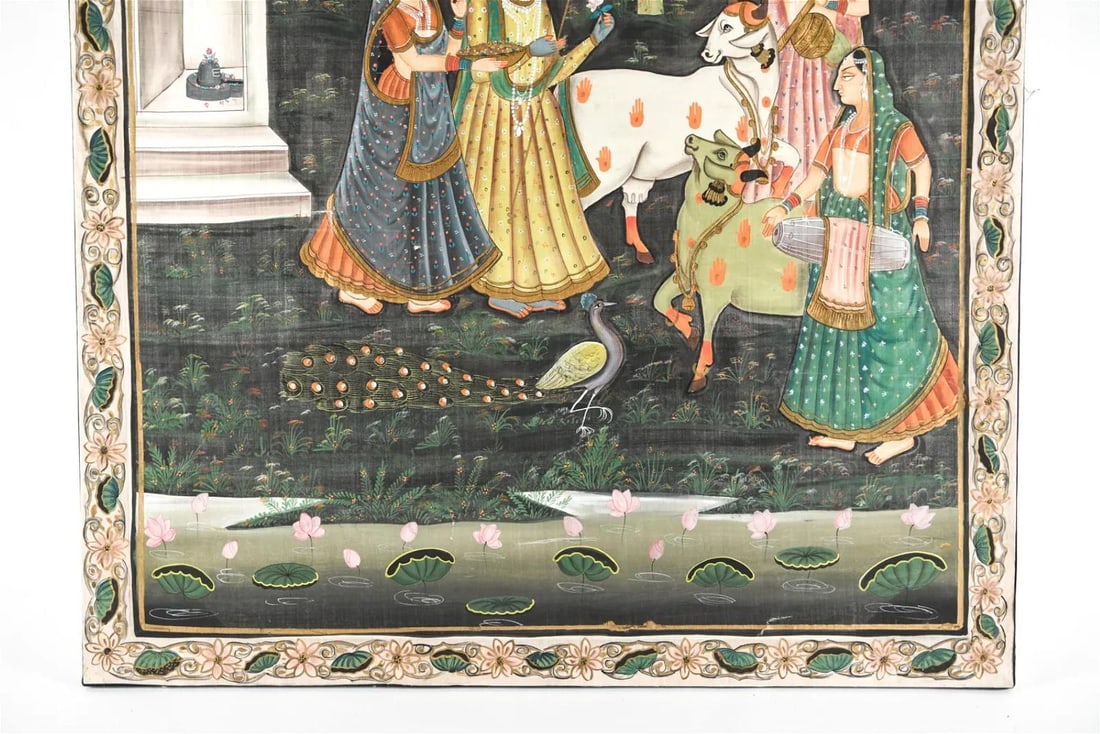 Mid-20th Century Indian Hand-Painted Silk Tapestry - 6