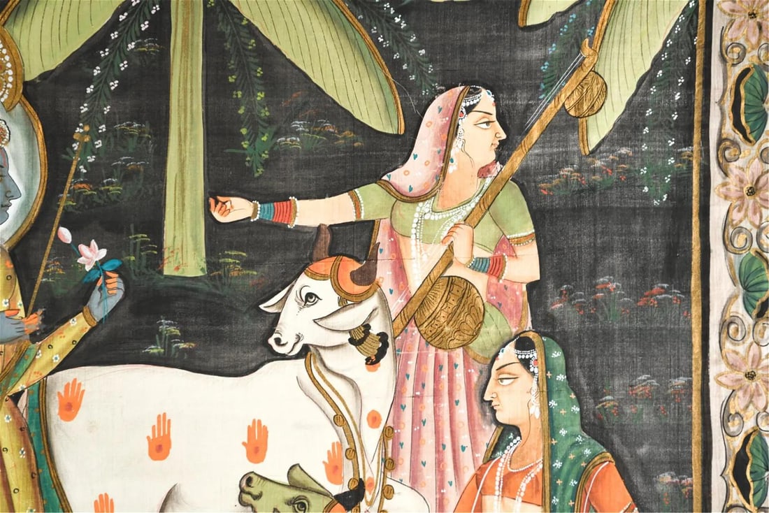 Mid-20th Century Indian Hand-Painted Silk Tapestry - 7