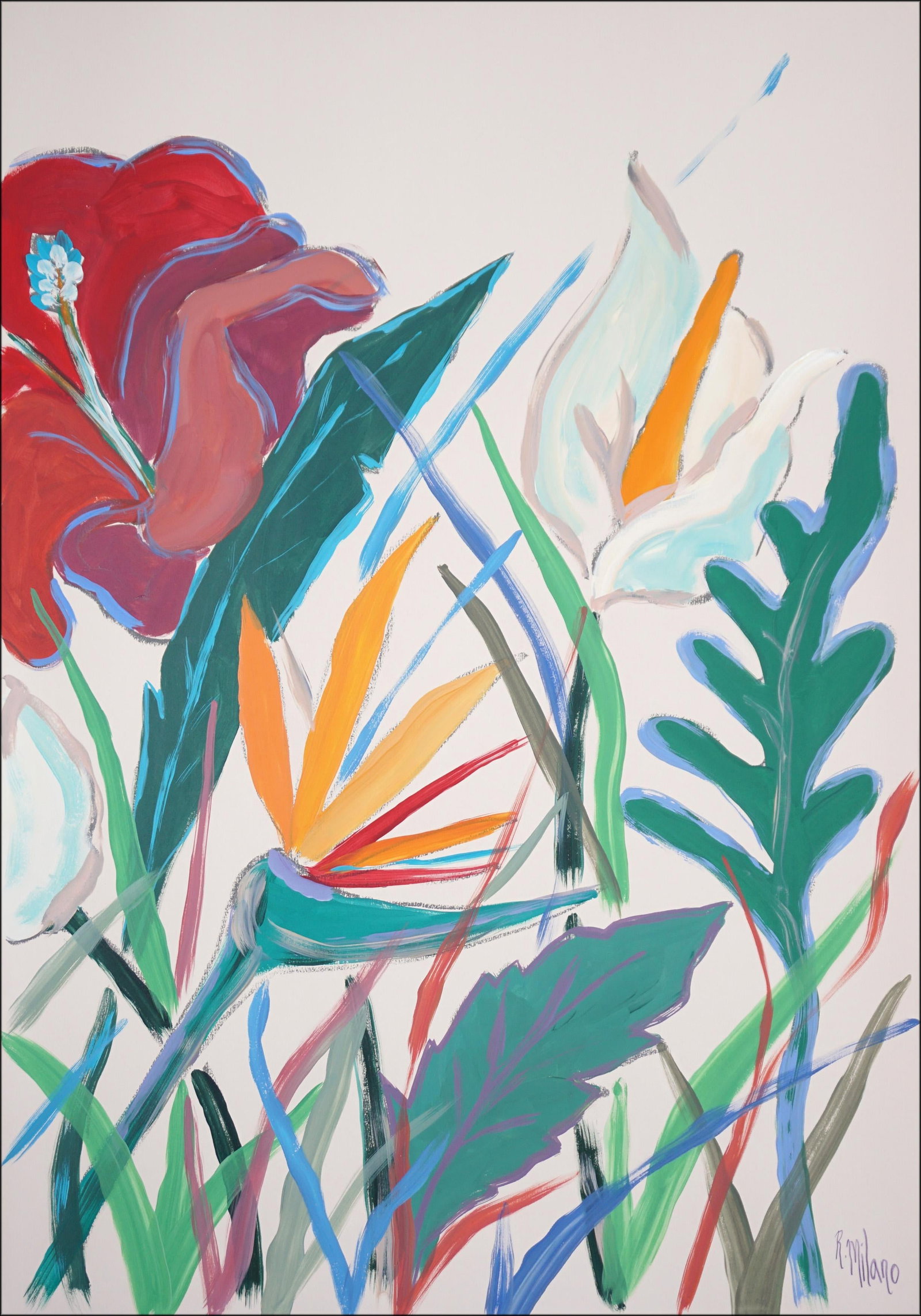 2025, Lush Botanical, Illustration Style Diptych of Tropical Abundance, Acrylic Painting on Watercol - 3