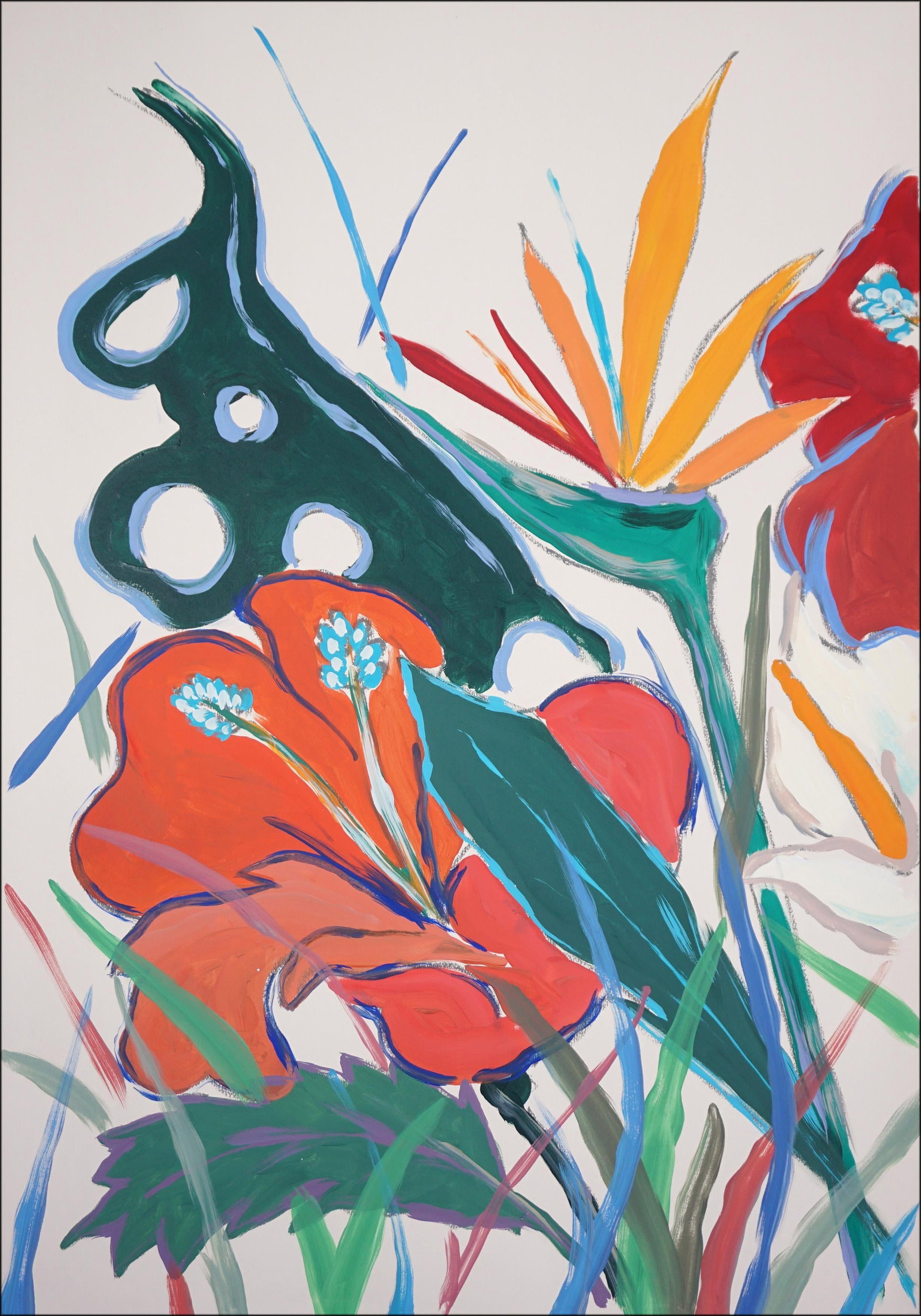 2025, Lush Botanical, Illustration Style Diptych of Tropical Abundance, Acrylic Painting on Watercol - 4