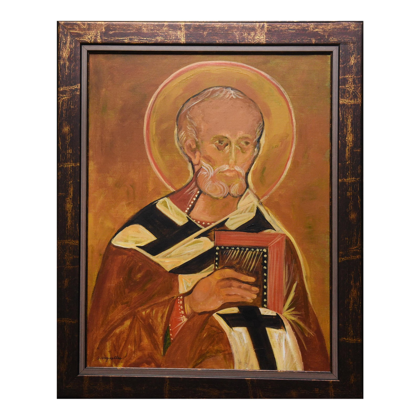 St. Nicholas (Alicia Arguelles) Oil Painting: Oil On Board of St. Nicholas By Artist (Alicia Arguelles) Size: 22" x29" Condition: Imperfections: No Imperfections Condition Notes: This item is in good condition.No damages. Origin: United States