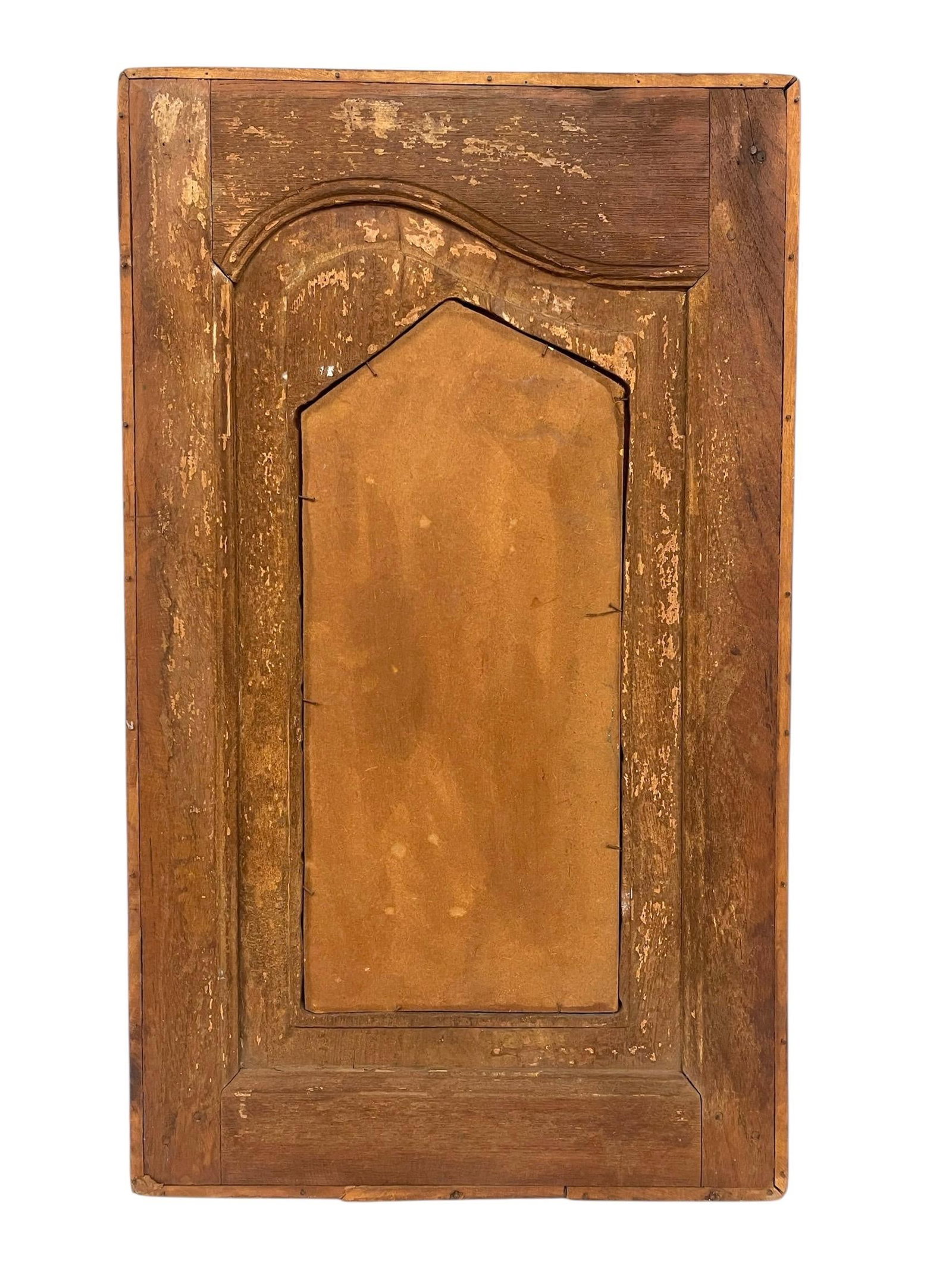 1970s Hand-Painted Indian Mughal-Style Portrait Panel on Wood - 14