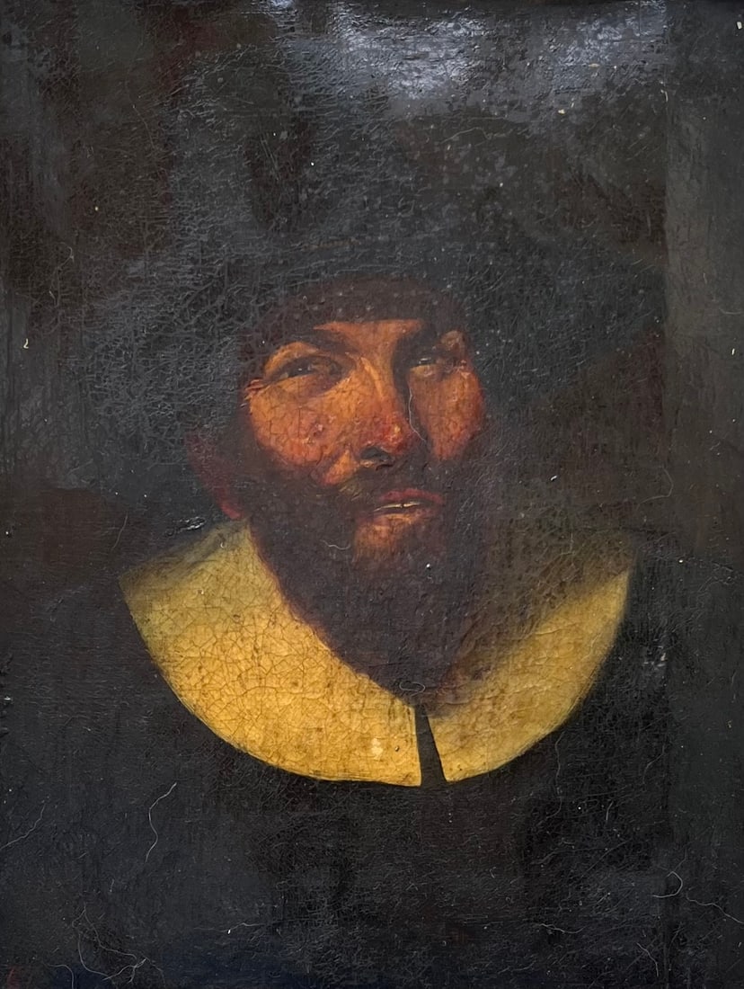 17th Century Flemish Tronie Portrait Oil on Canvas. Monogrammed - 4