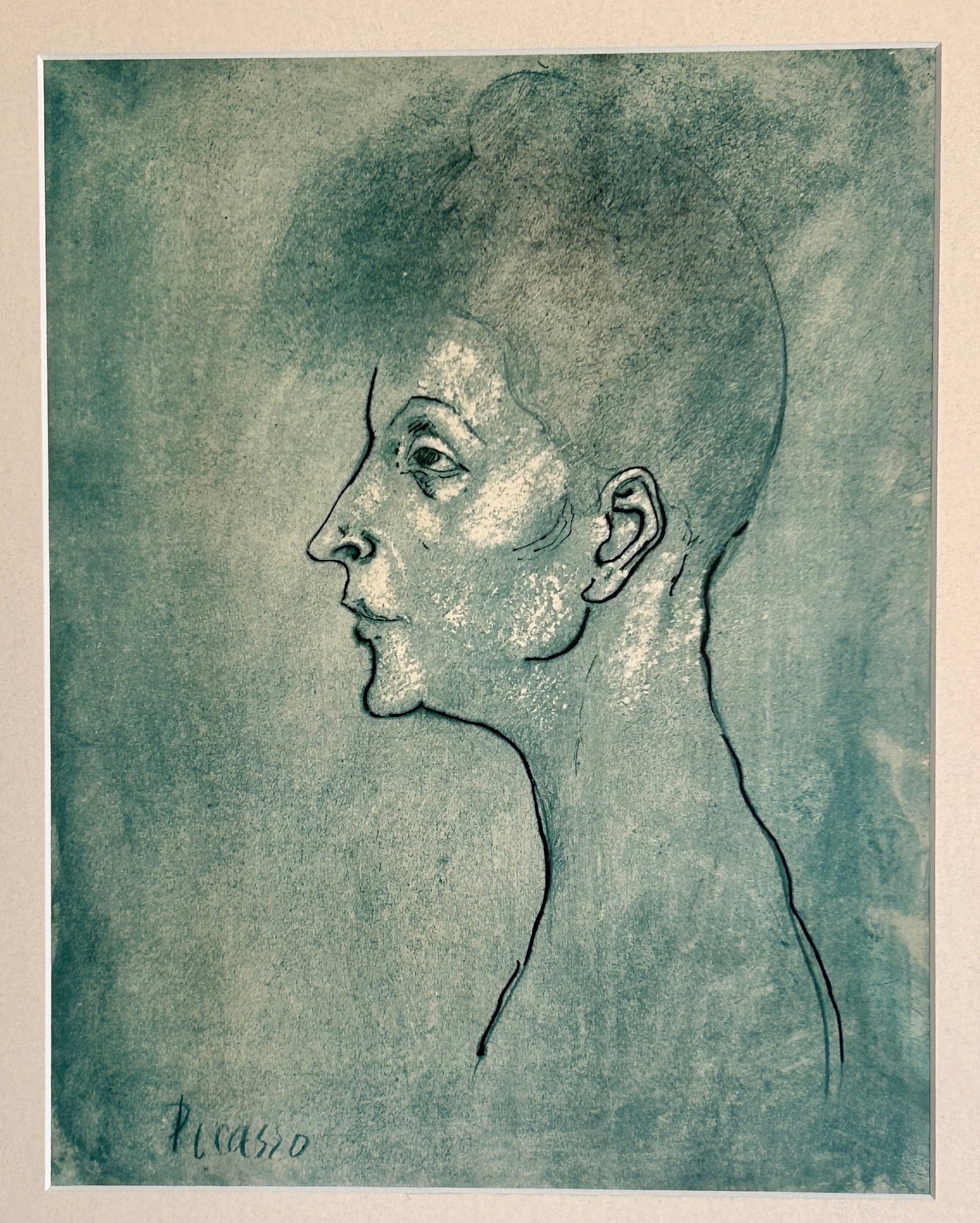 Pablo Picasso Head of a Woman Blue Period Portrait Signed Original Print - 2