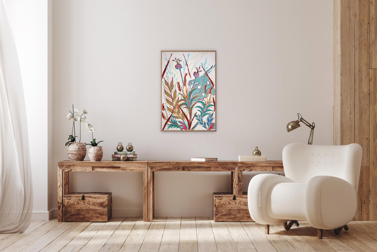 2025, Tropical Garden, Illustration Style Still Life on Watercolor Paper, Acrylic Paint on Watercolo - 2