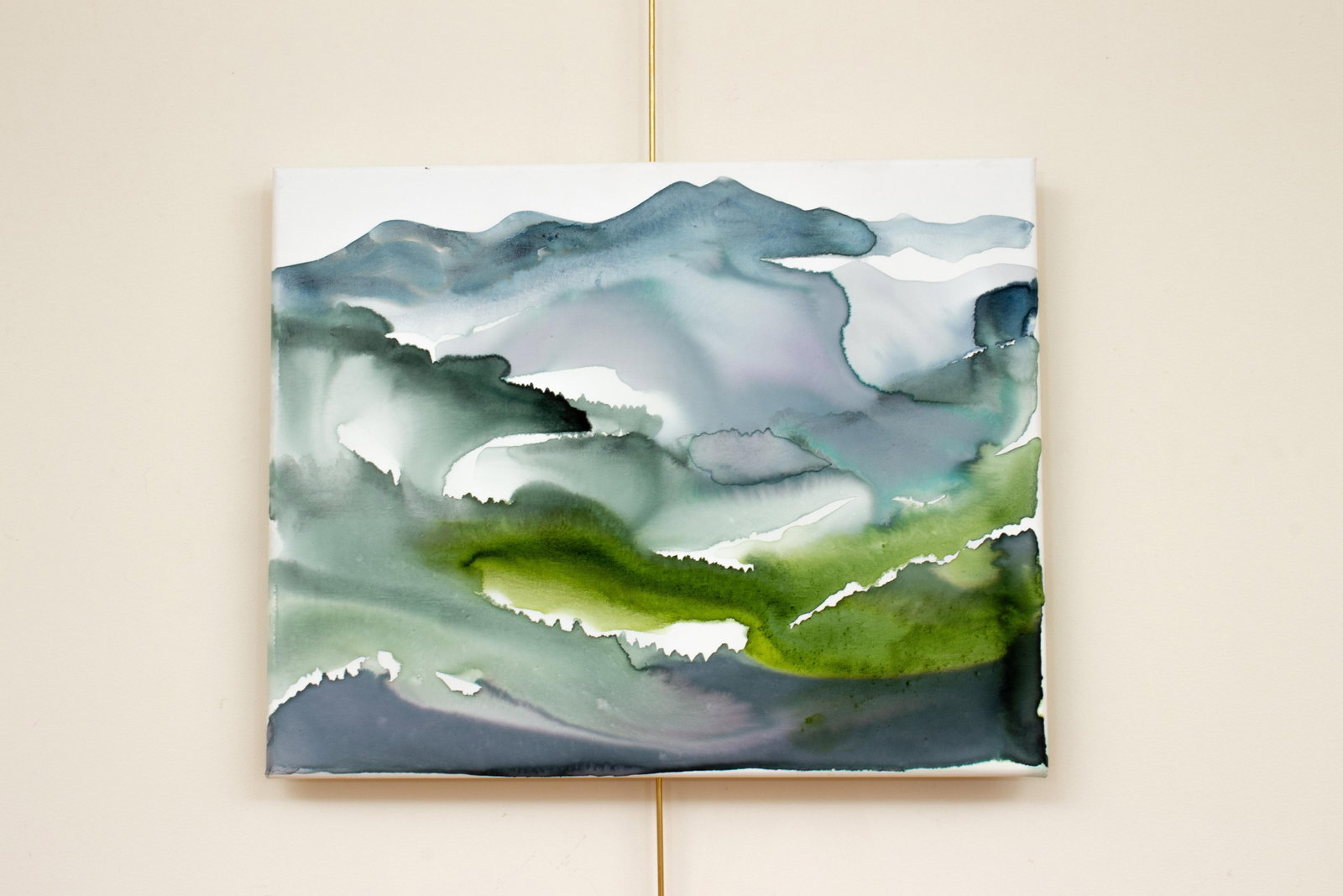 "Mountainscape No .10" Contemporary Original Abstract Mountain Landscape Watercolor Painting on Canv - 2