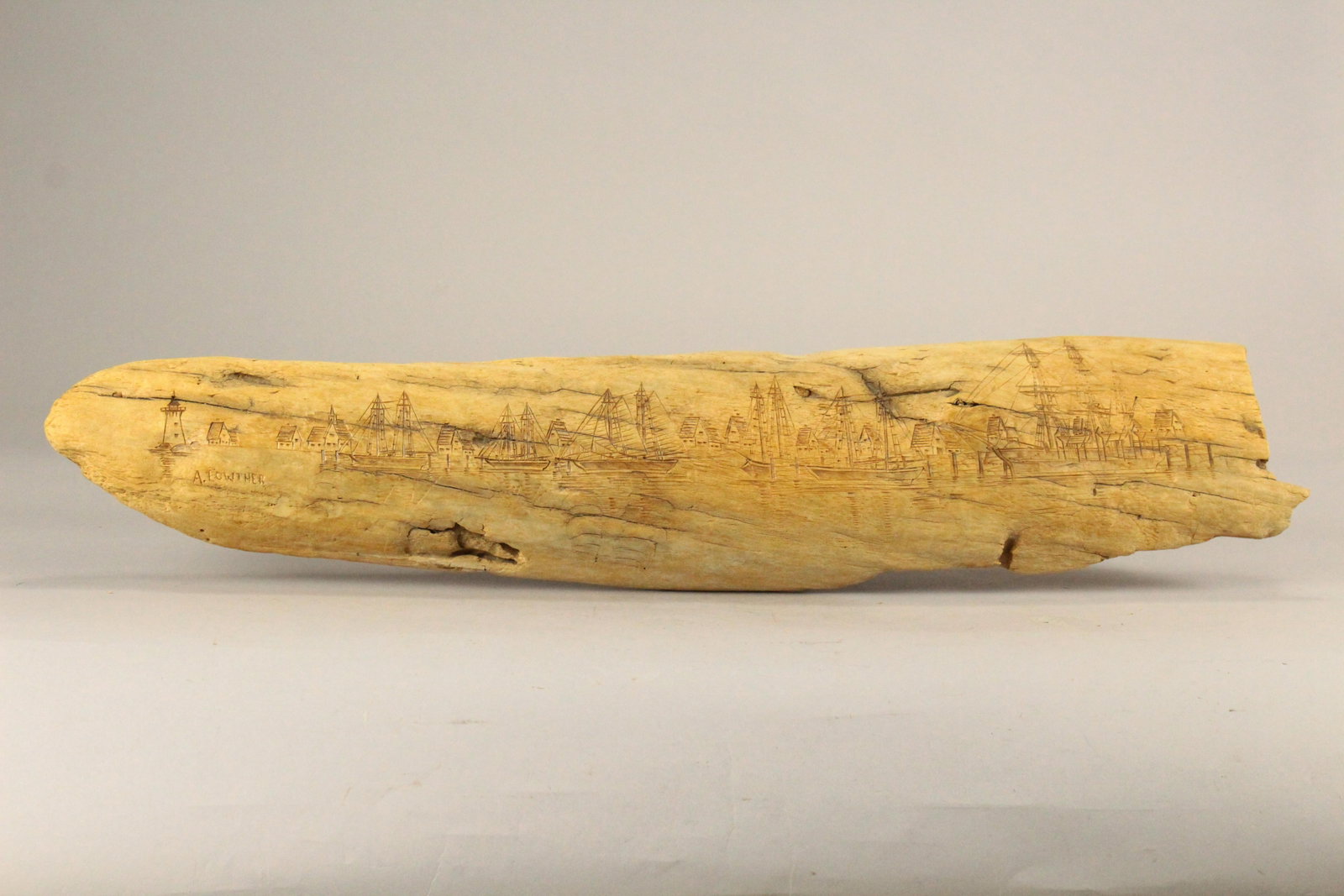 Late 20th Century Anna Lowther Signed Scrimshaw Carved Driftwood Coastal Scenery - 2