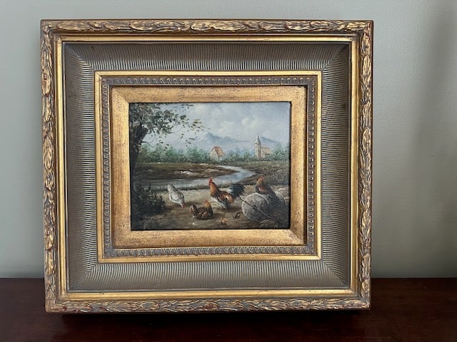 1990s Barnyard Landscape Painting, Framed - 2