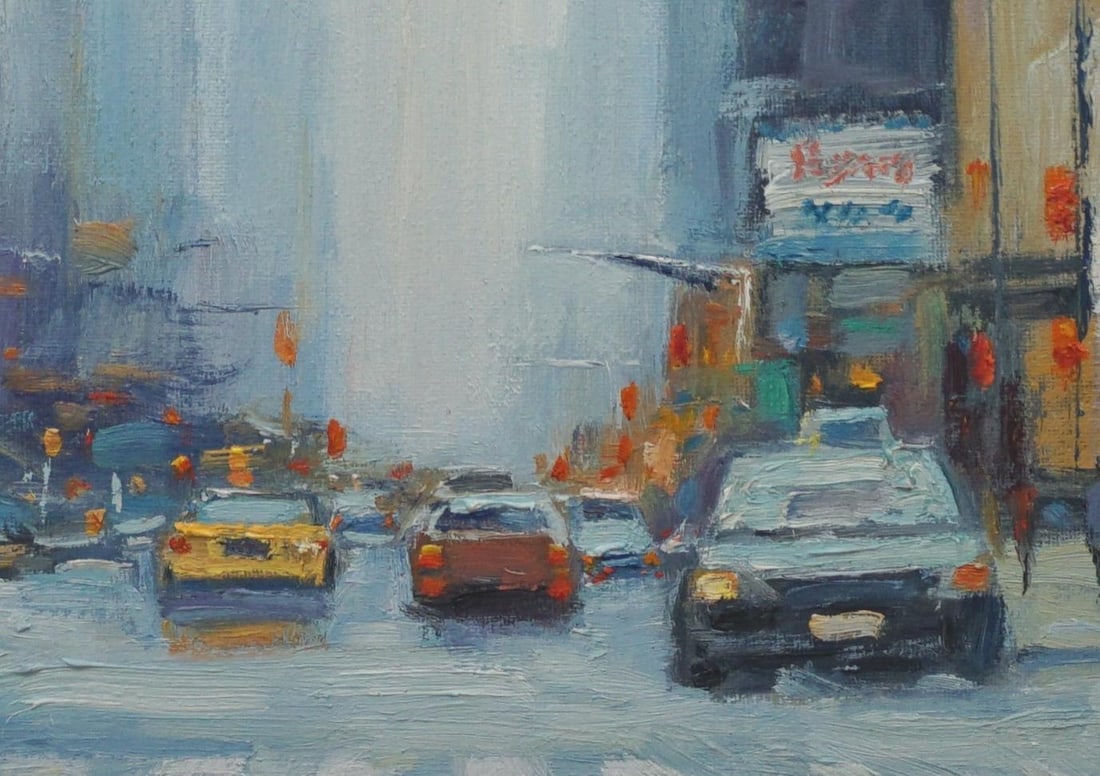 Original Oil Painting on Canvas, New York Street by Sean Wu - 2