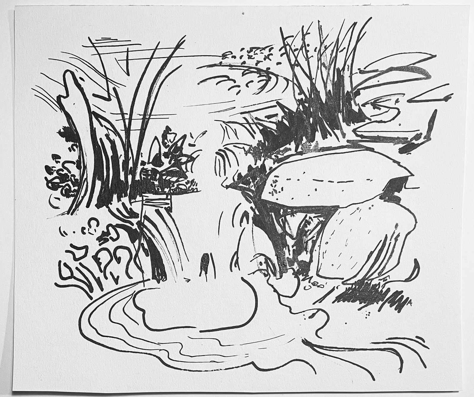 1950s Robert Angeloch Stream Landscape Painting - 2