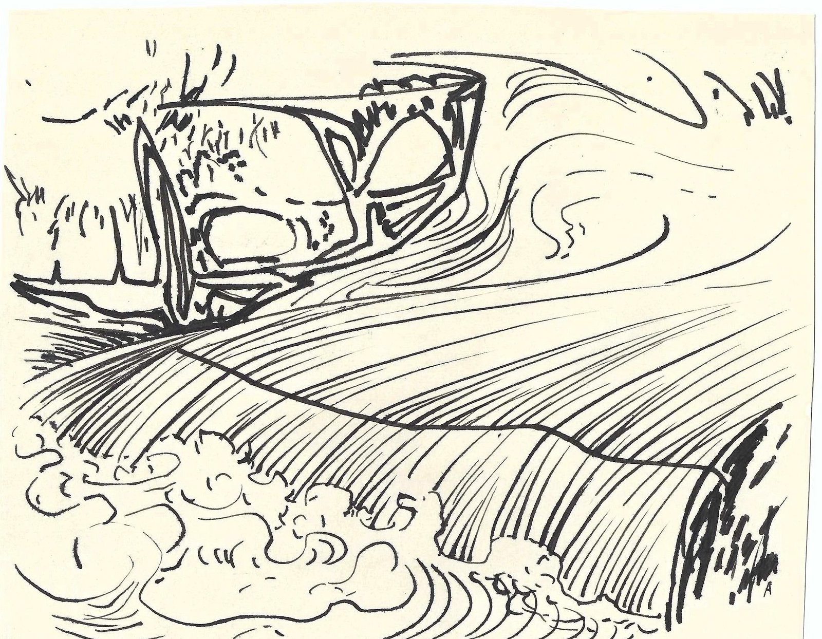 1950s Robert Angeloch Mid Century Stream Drawing - 2