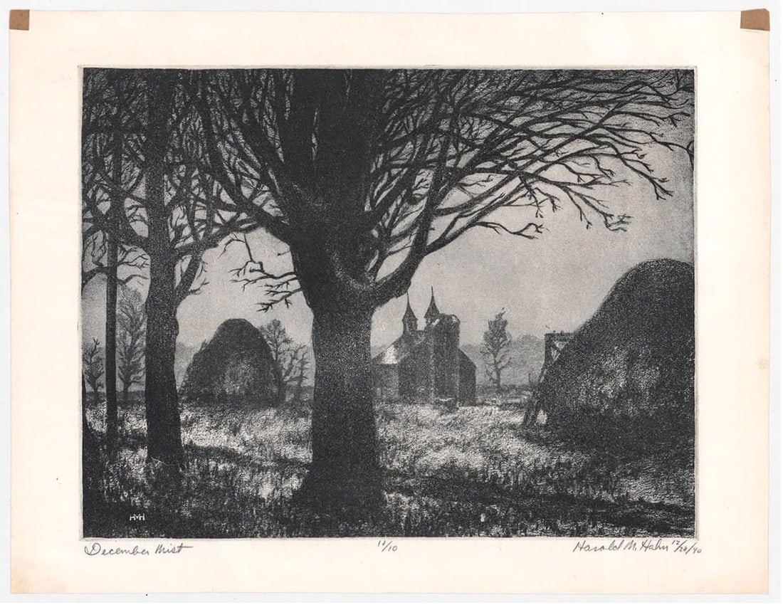 1940 Harold Hahn December Mist Aquatint - 2