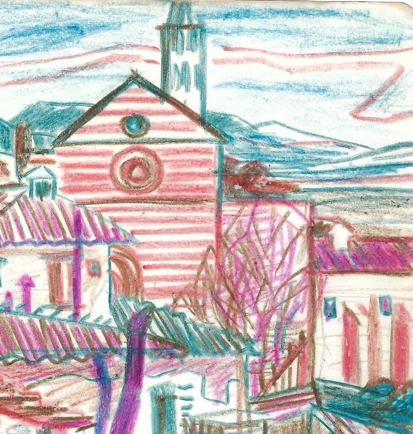 1950s Robert Angeloch Assisi Italy Oil Pastel - 2