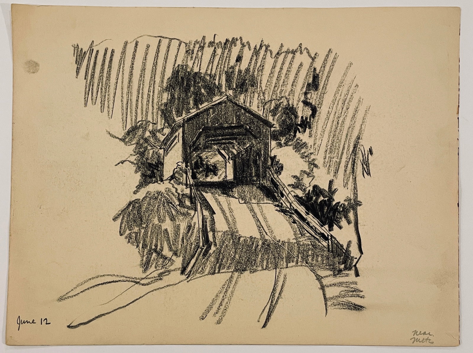 Norman Kent Mentz New York Covered Bridge Drawing - 4