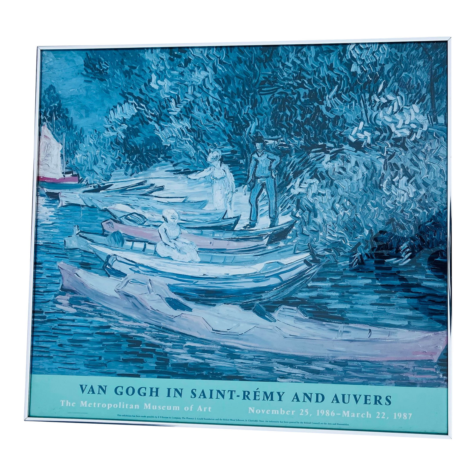 1987 Van Gogh Poster: This poster is from an exhibition at the Metropolitan Museum of Art,NYC Van Gogh in Saint-Remy. & Auvers 1987 Mint condition and an absolute myriad of beautiful blues Condition: Alterations: Original