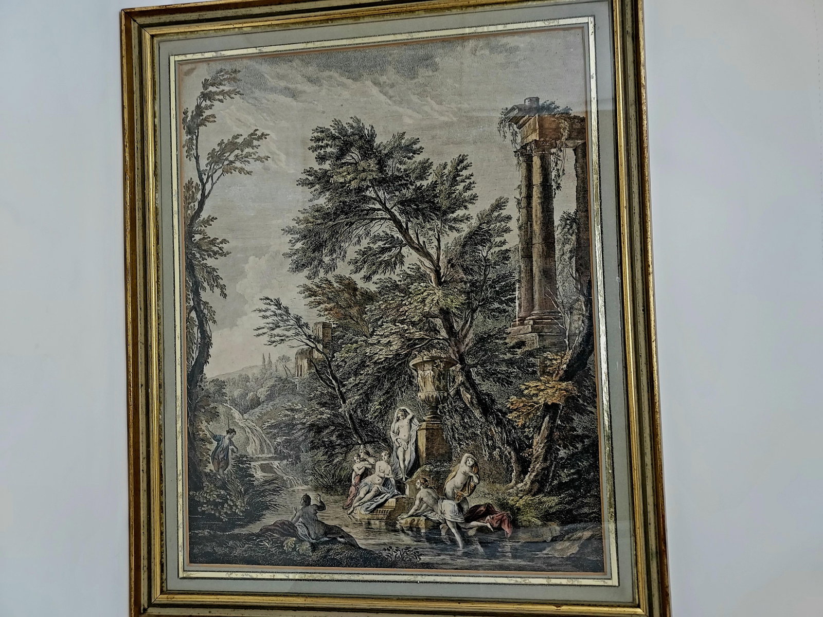Late 18th Century Framed Colorized Engraving "Le Bain Trouble" by Marguerite Therese Maugein 18th Ce - 6
