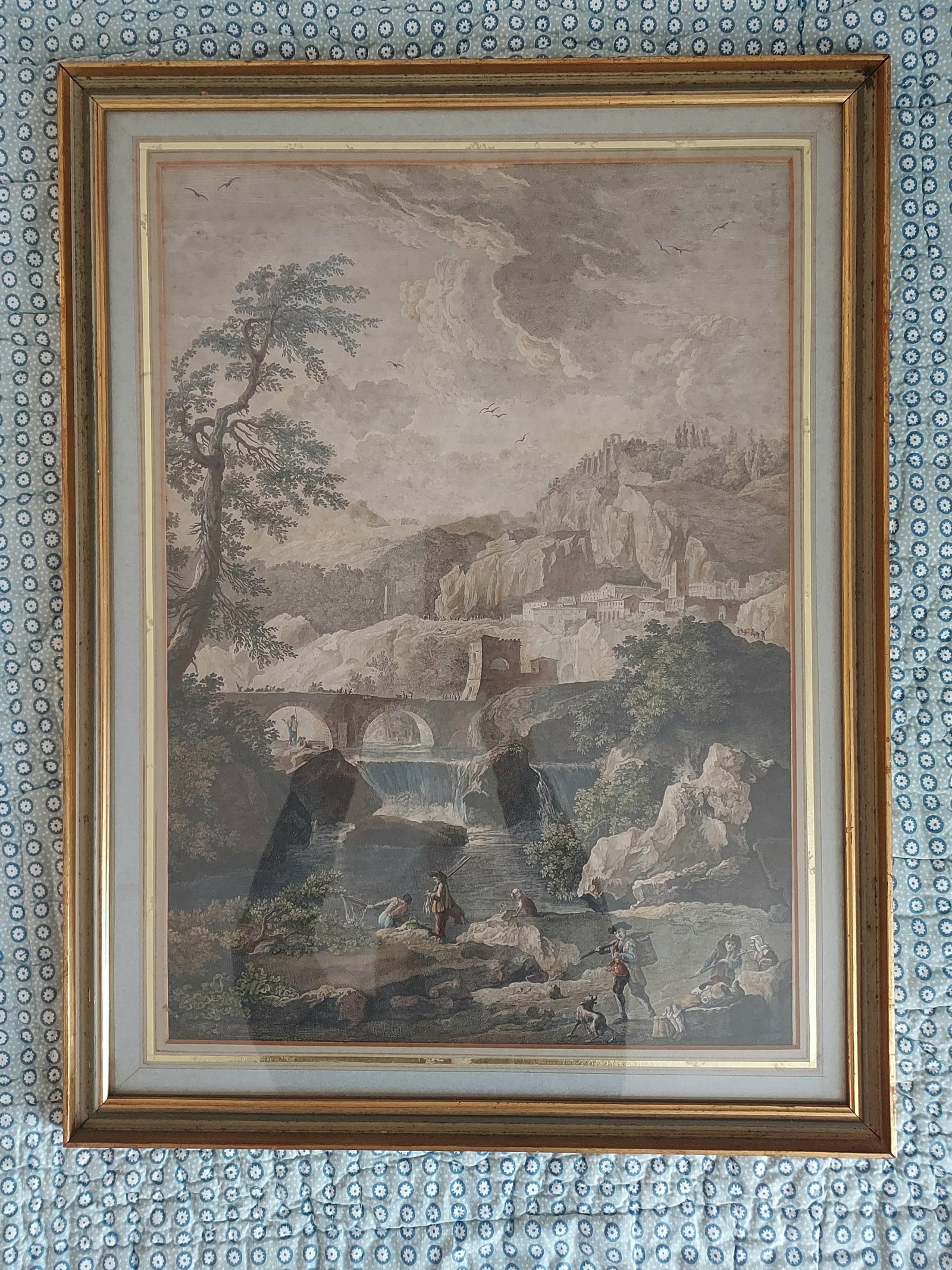 Framed Mezzotint of Etching by Jean Claude Vernet "View of the Alps, View of the Apennines" Antique - 2