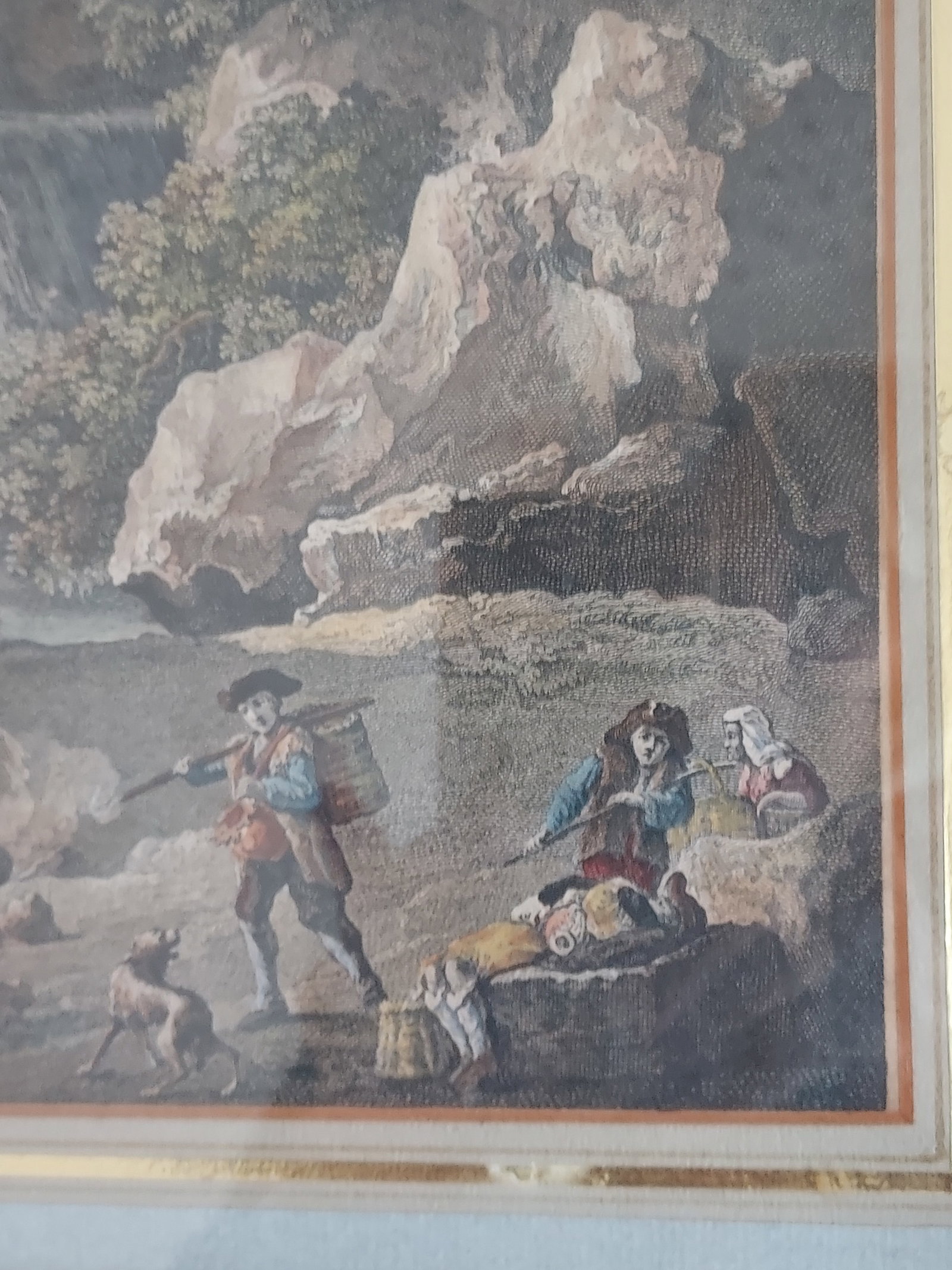 Framed Mezzotint of Etching by Jean Claude Vernet "View of the Alps, View of the Apennines" Antique - 3
