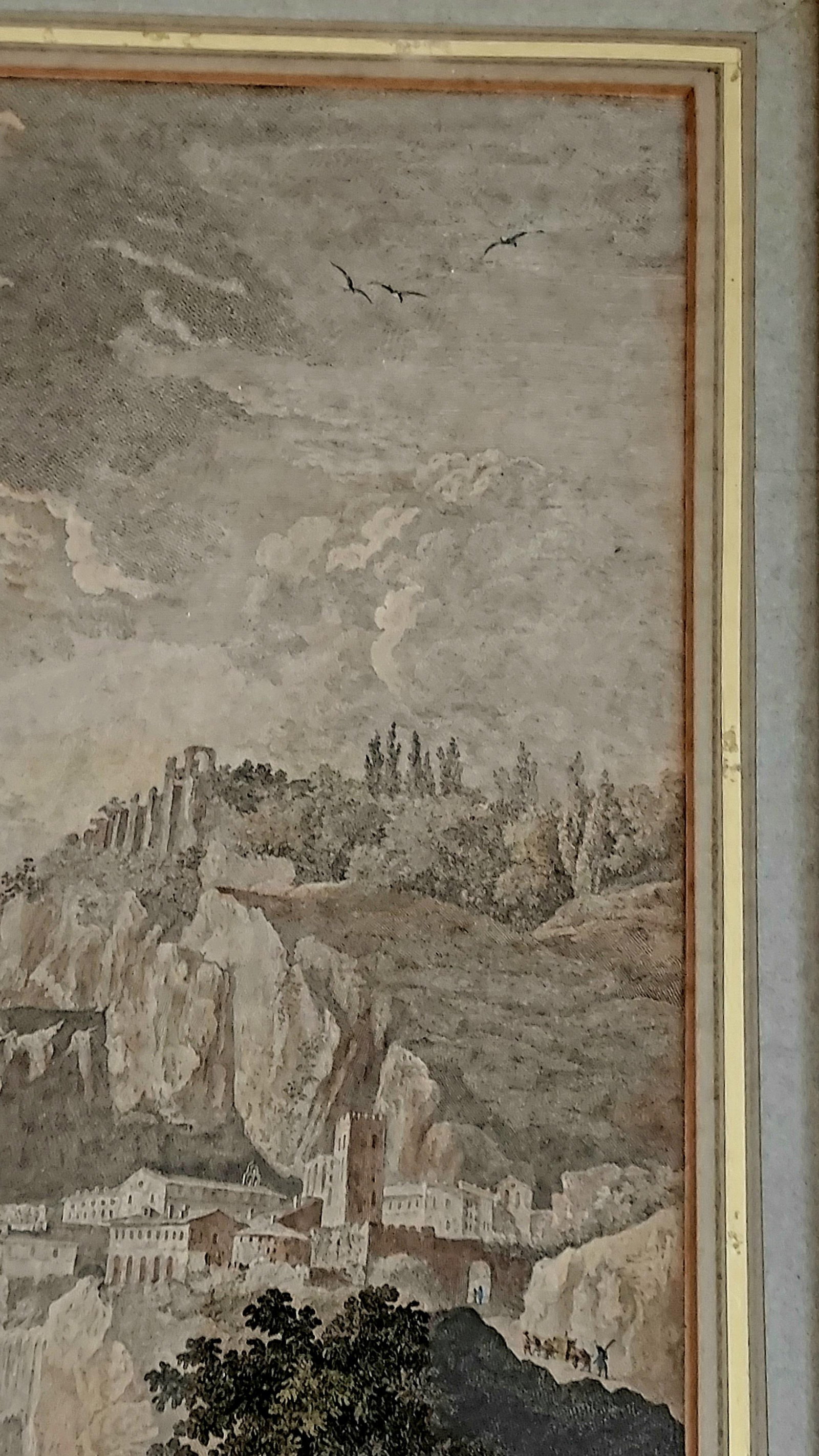 Framed Mezzotint of Etching by Jean Claude Vernet "View of the Alps, View of the Apennines" Antique - 5