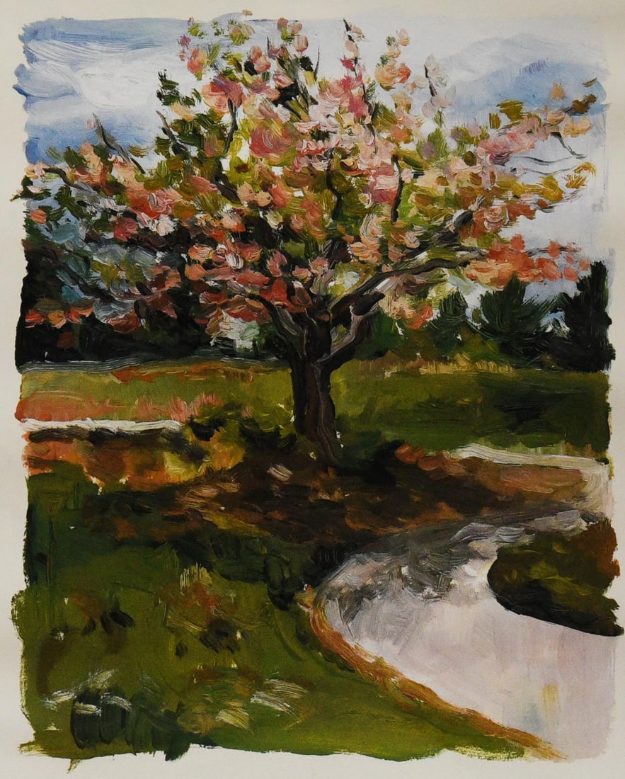 1990s Hageman Watercolor: Blossoming Tree - 2