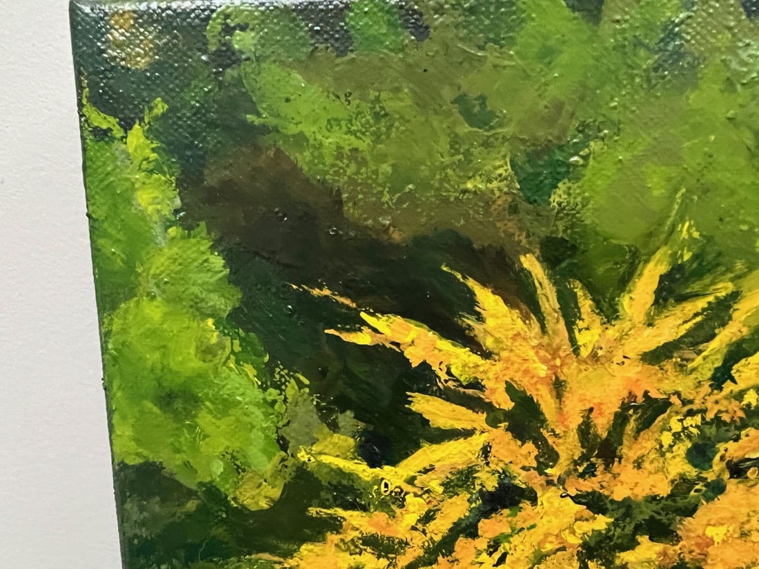 "California Flannel Bush" Contemporary Impressionist Landscape in Green, Yellow and Brown by Mill Va - 3