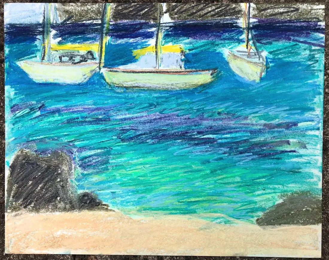 1970s Adrienne Anderson Caribbean Harbor - 2