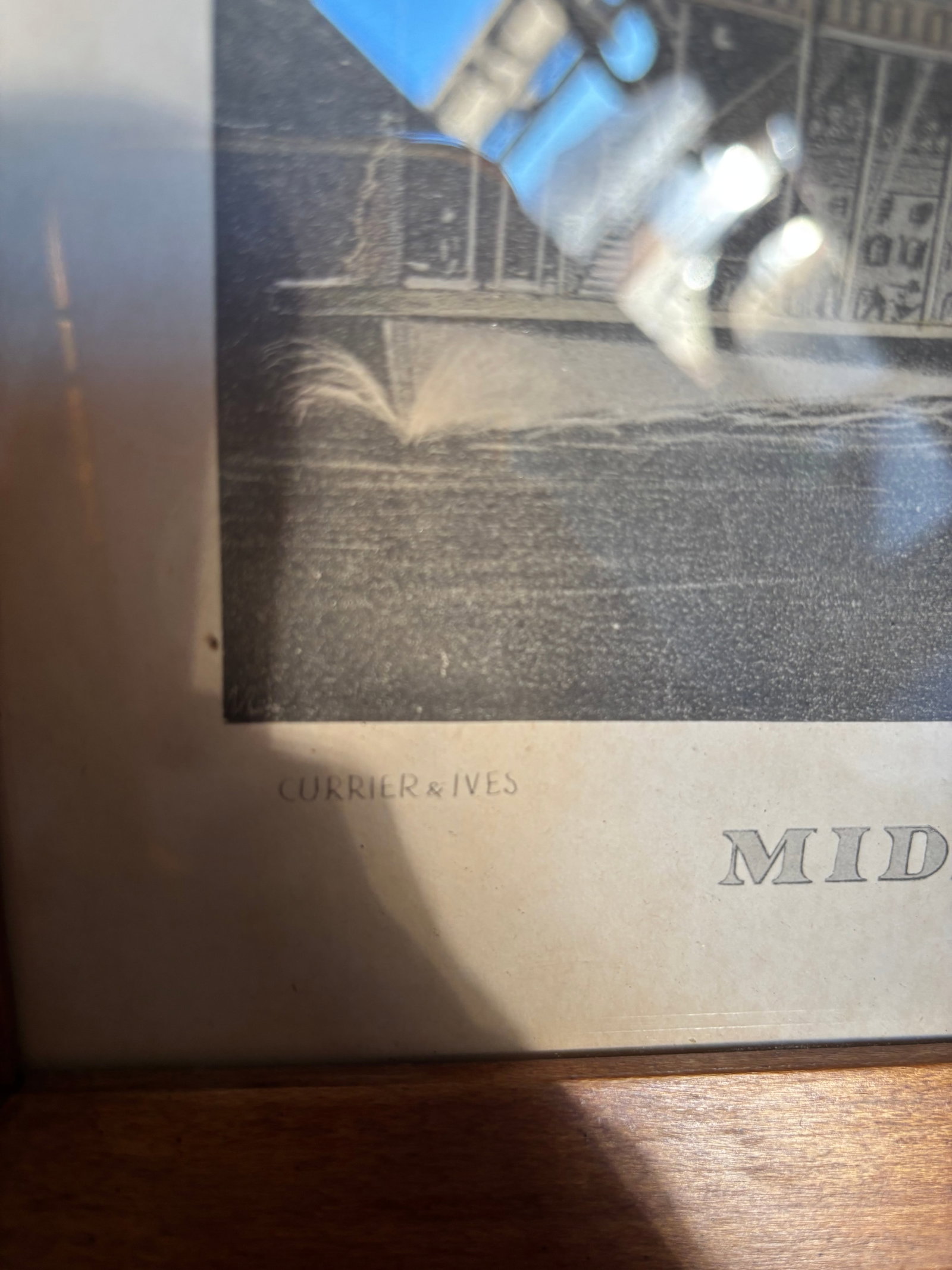 "Midnight Race on the Mississippi" Framed Lithograph After Currier & Ives, C. 1940s-50s - 4